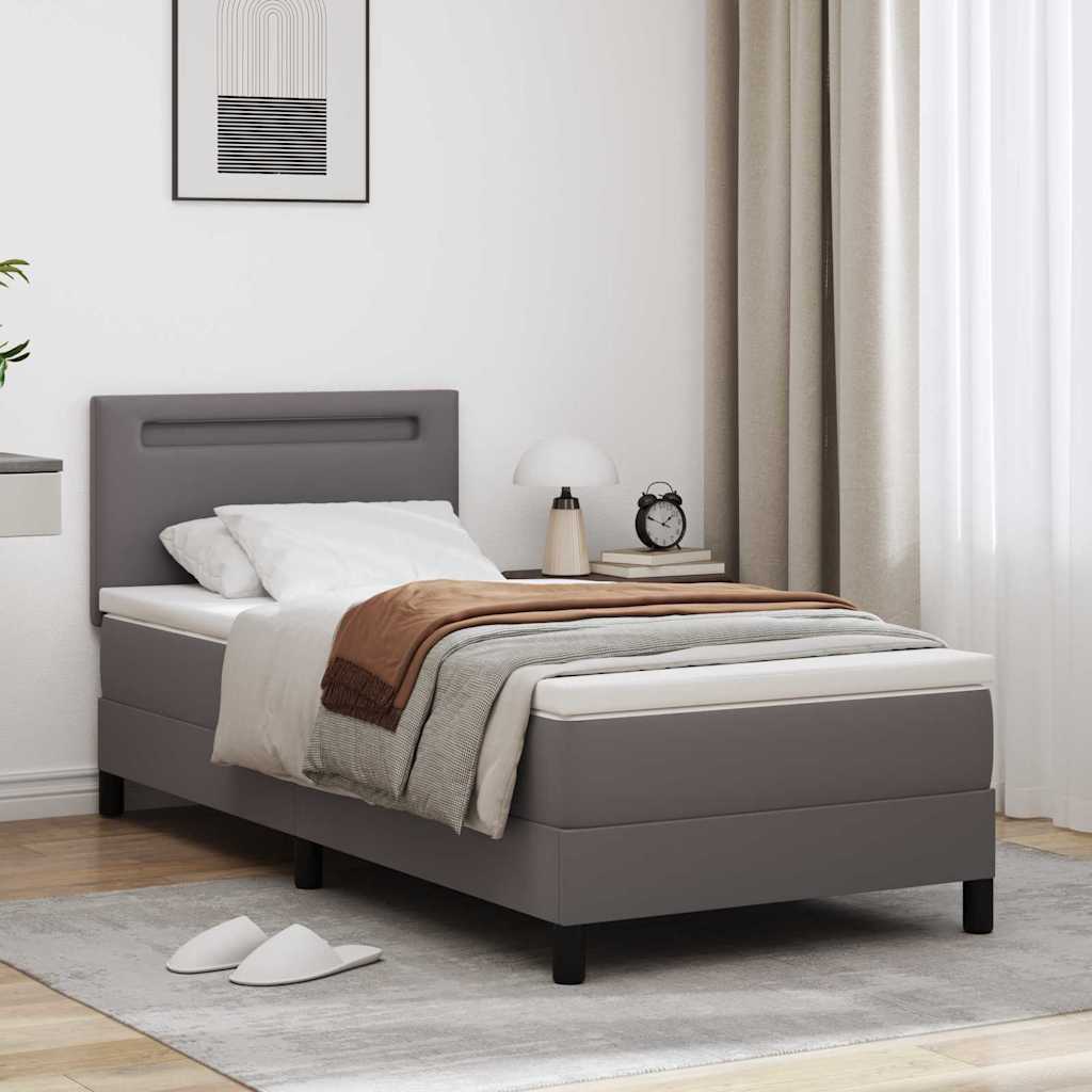 Cadre de lit avec matelas Gris 90 x 200 cm Faux cuir - XIOS