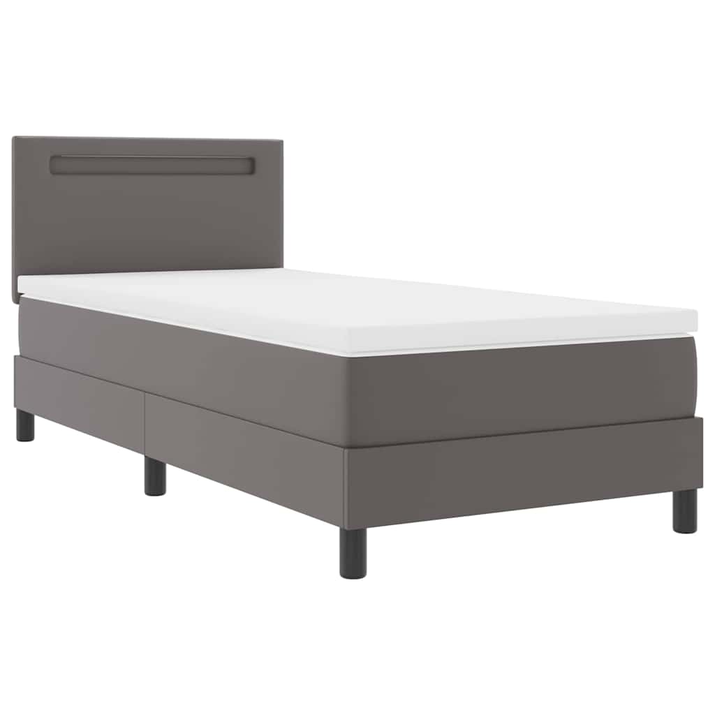 Cadre de lit avec matelas Gris 90 x 200 cm Faux cuir - XIOS