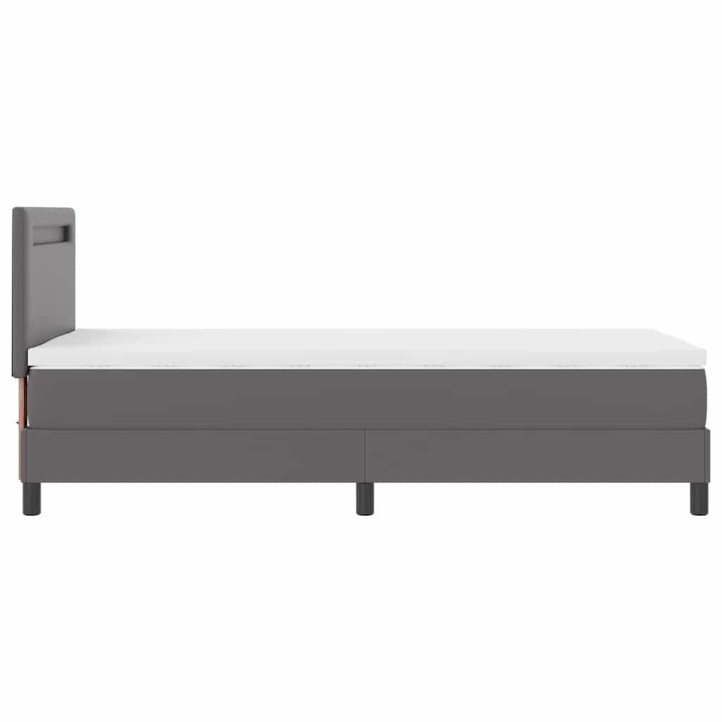Cadre de lit avec matelas Gris 90 x 200 cm Faux cuir - XIOS