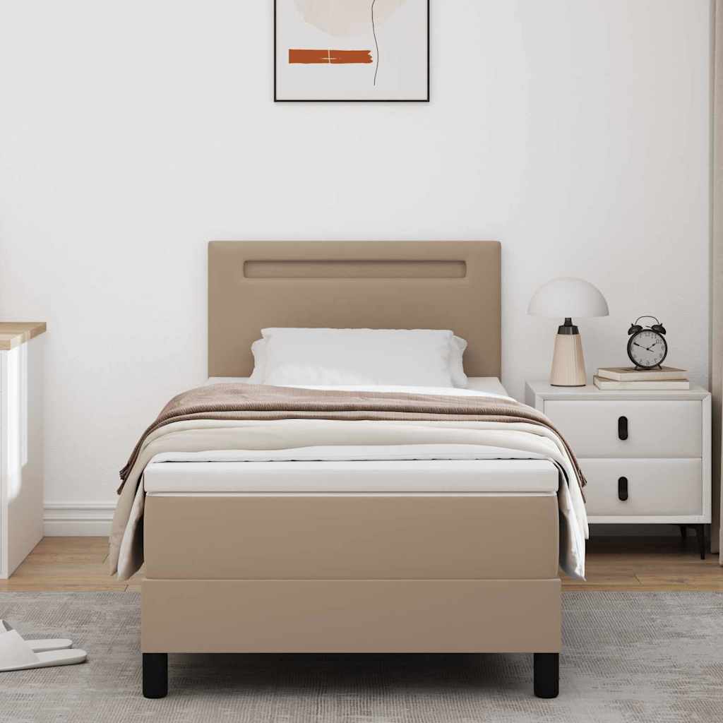 Cadre de lit avec matelas Cappuccino 90 x 200 cm Faux cuir - XIOS