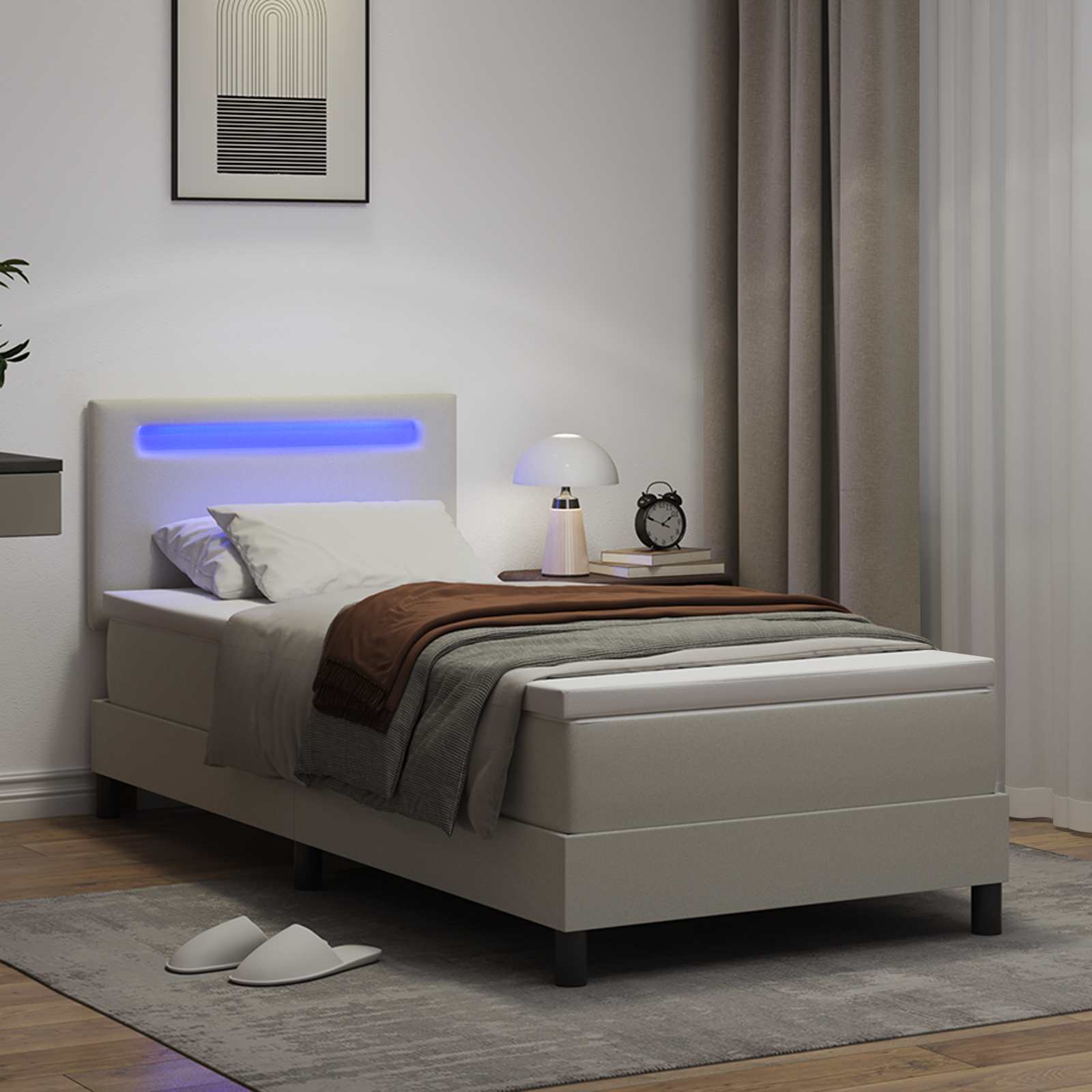 Lit à ressorts avec matelas Blanc 100 x 200 cm Simili cuir - XIOS