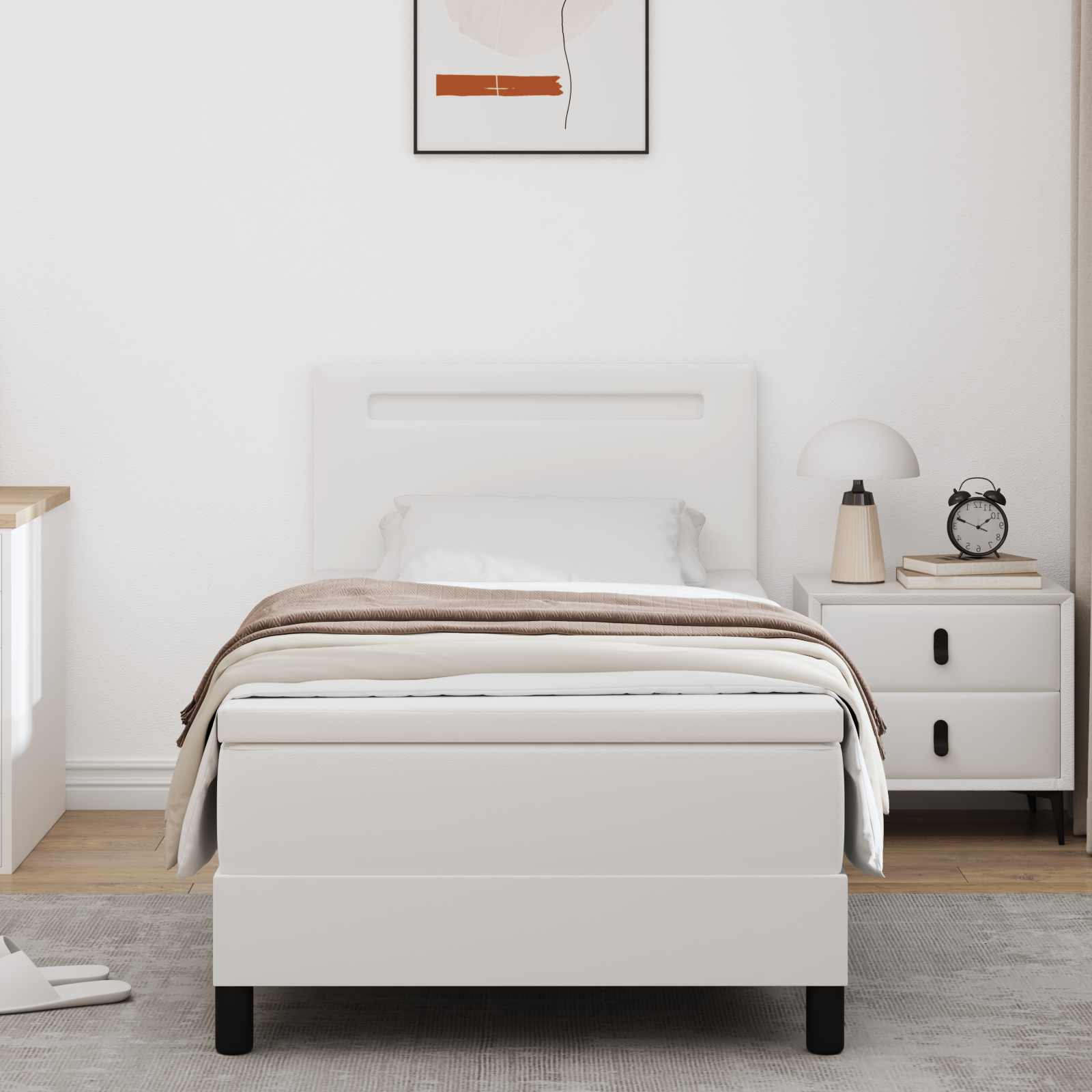 Lit à ressorts avec matelas Blanc 100 x 200 cm Simili cuir - XIOS