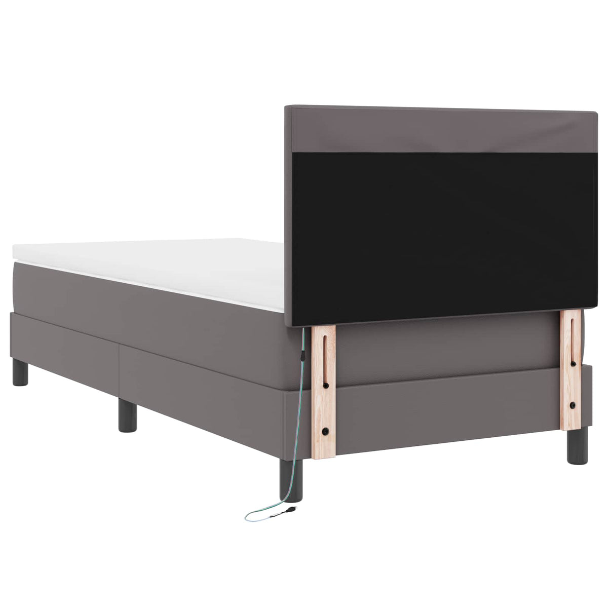 Lit à ressorts avec matelas Gris 100 x 200 cm Simili cuir