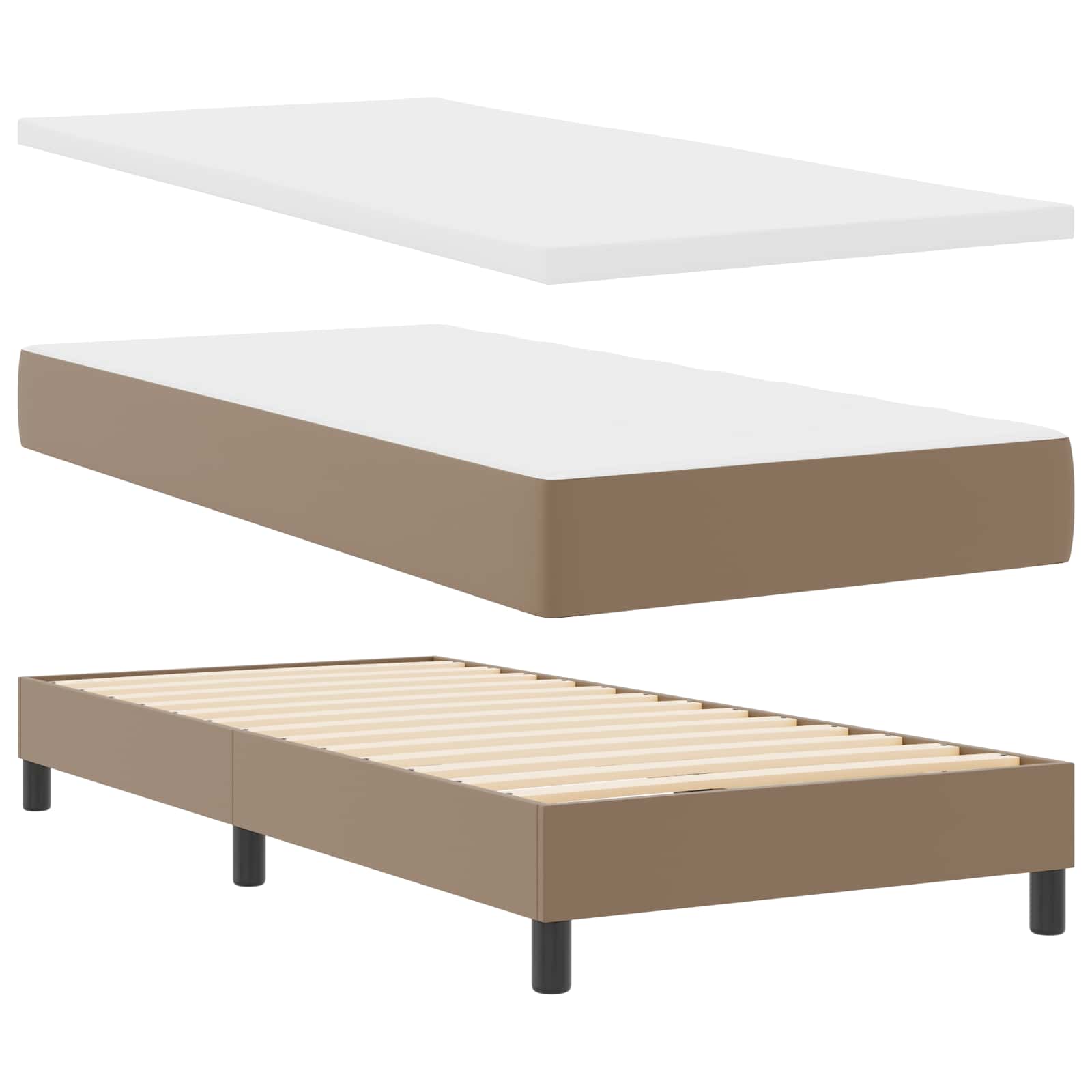 Lit à ressorts avec matelas Cappuccino 100 x 200 cm Simili cuir - XIOS