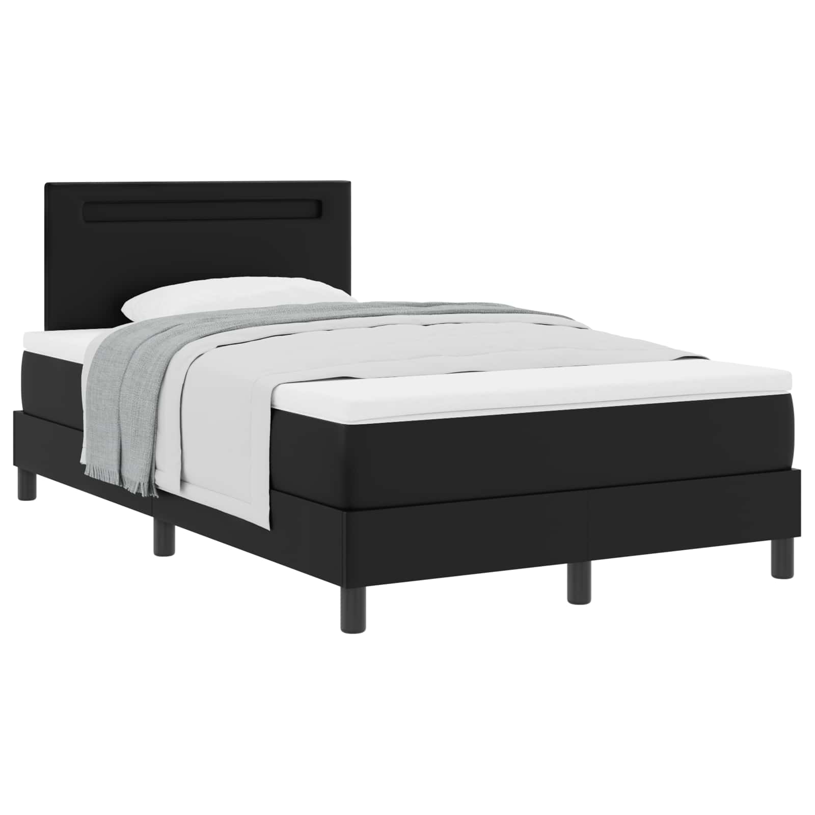 Lit à ressorts avec matelas Noir 120 x 190 cm Simili cuir - XIOS