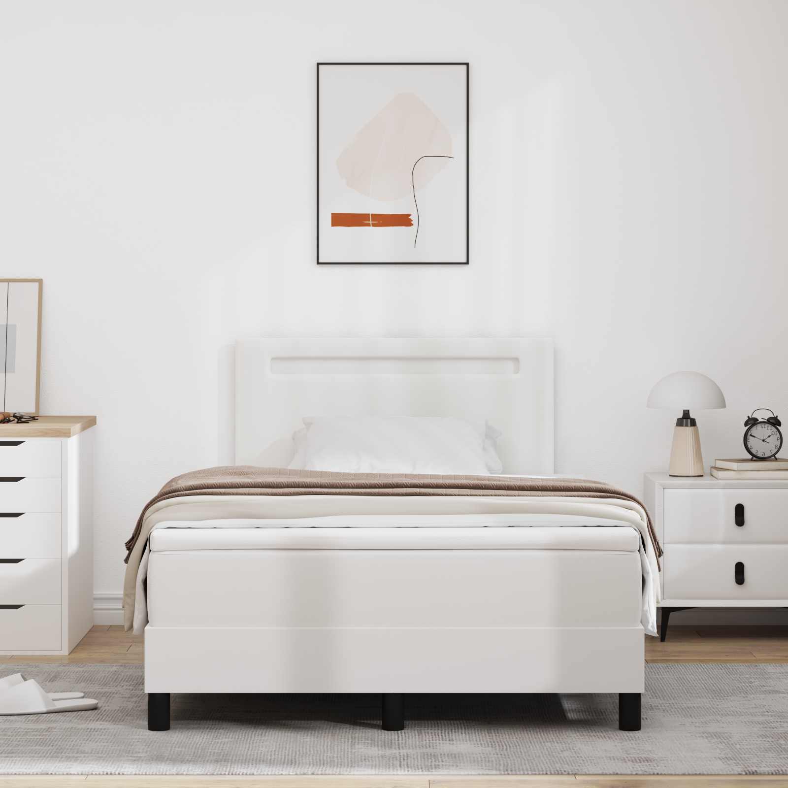 Lit à ressorts avec bandes LED Blanc 120 x 190 cm Simili cuir - XIOS