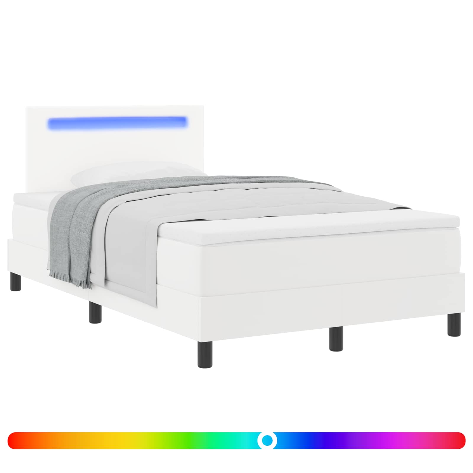 Lit à ressorts avec bandes LED Blanc 120 x 190 cm Simili cuir - XIOS