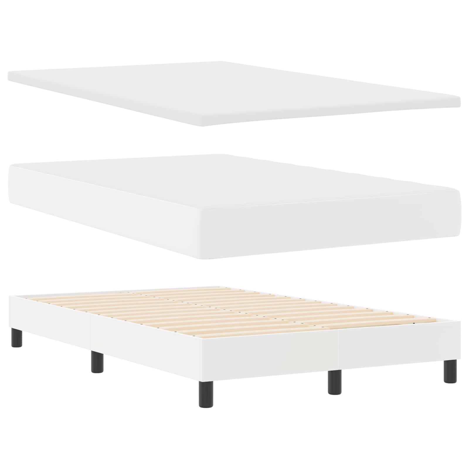 Lit à ressorts avec bandes LED Blanc 120 x 190 cm Simili cuir - XIOS