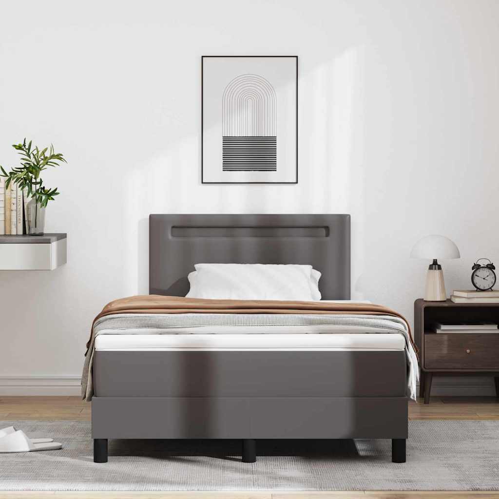Cadre de lit avec matelas Gris 120 x 190 cm Faux cuir - XIOS