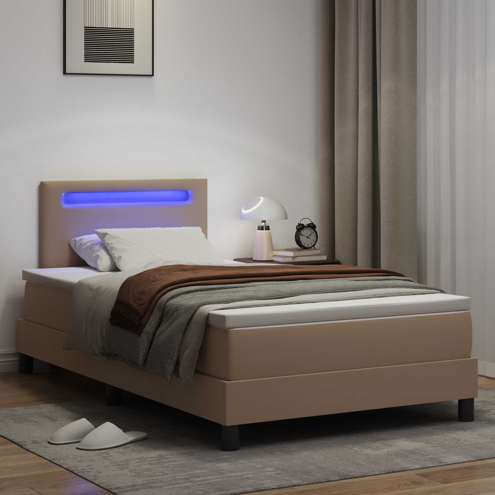 Lit à ressorts avec matelas Cappuccino 120 x 190 cm Simili cuir - XIOS