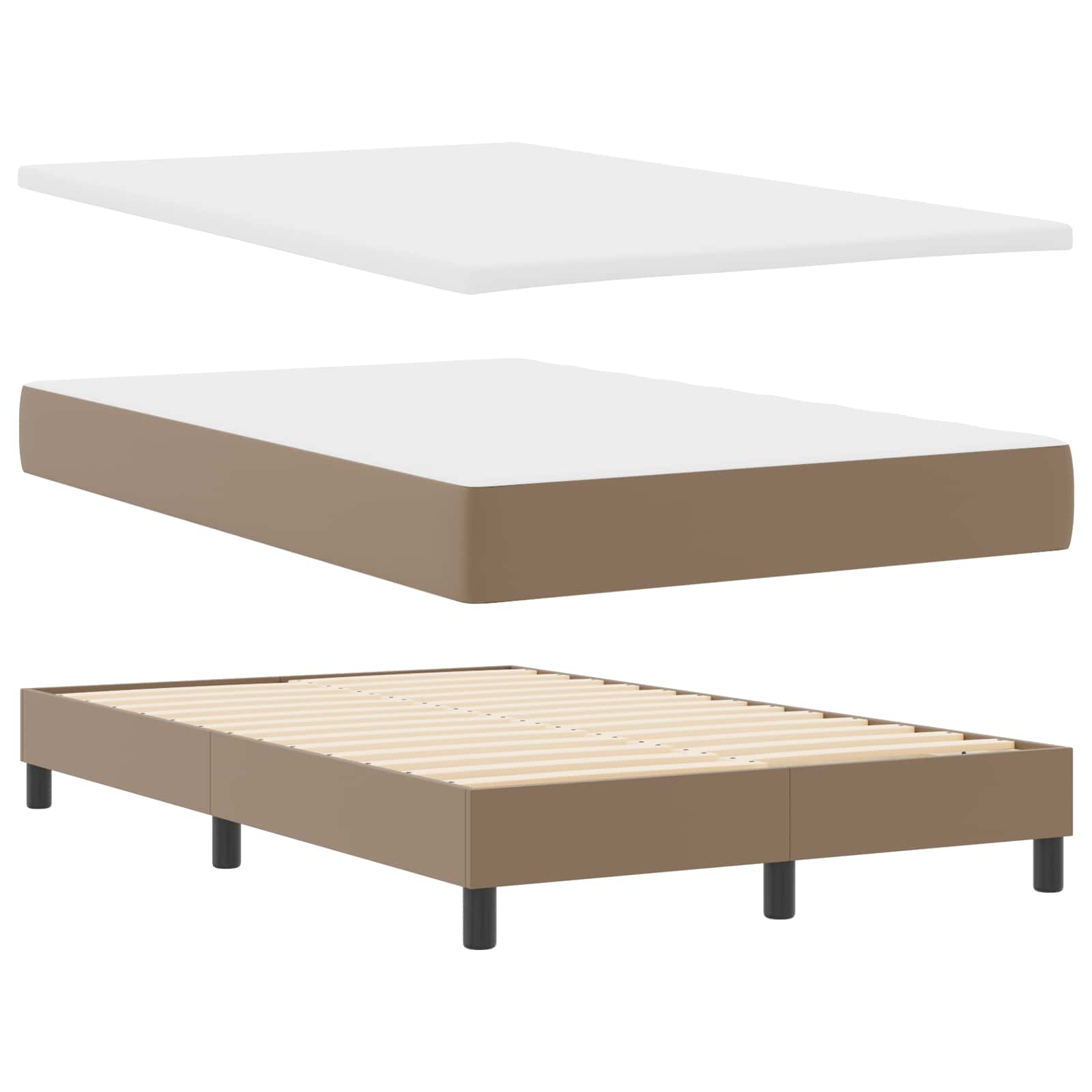 Lit à ressorts avec matelas Cappuccino 120 x 190 cm Simili cuir - XIOS