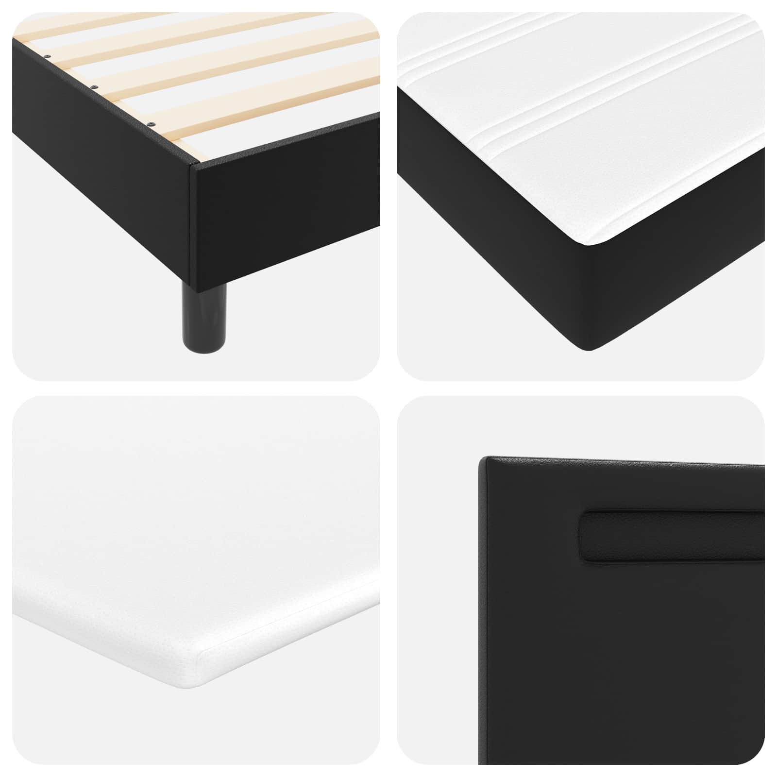 Lit à ressorts avec matelas Noir 120 x 200 cm Simili cuir - XIOS