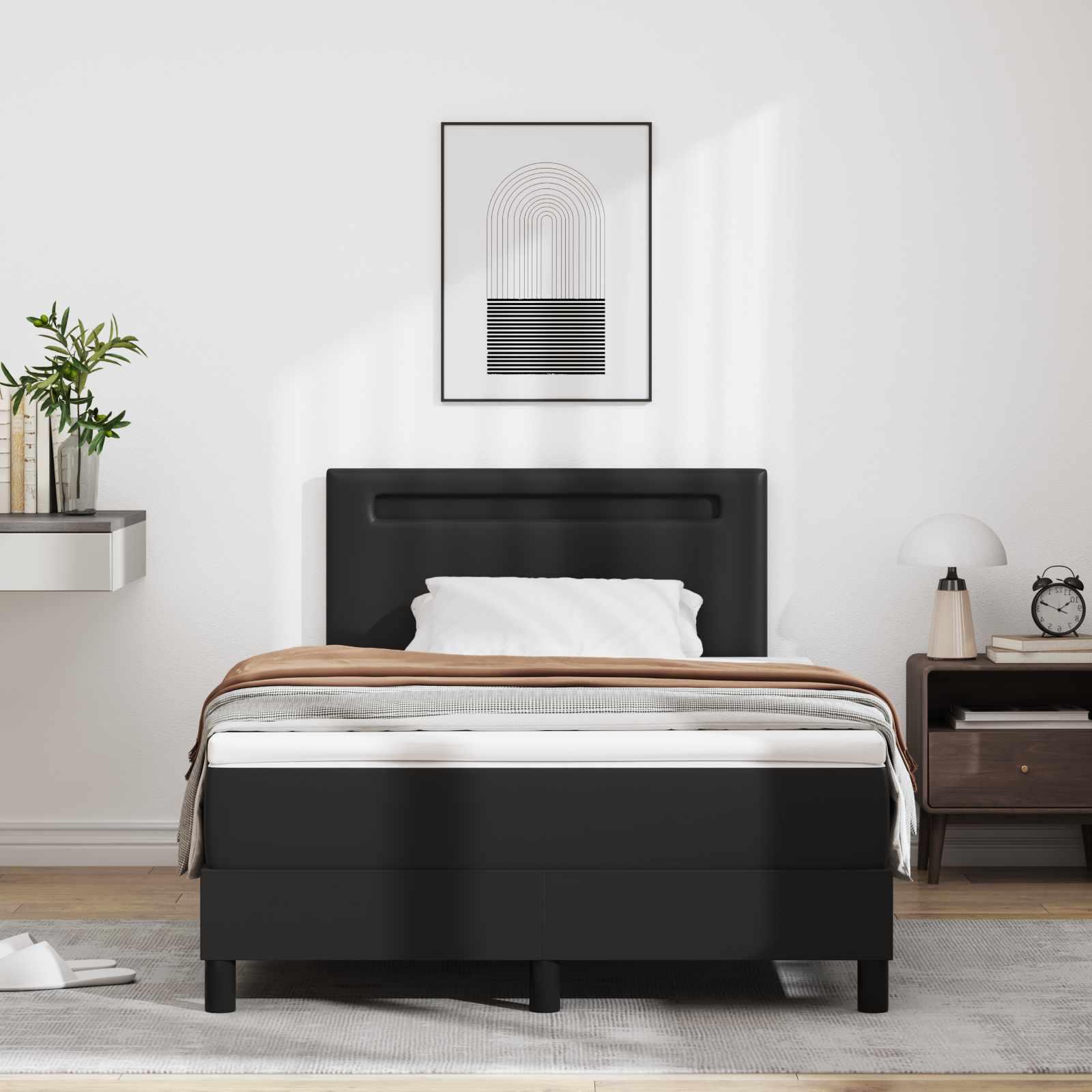 Lit à ressorts avec matelas Noir 120 x 200 cm Simili cuir - XIOS