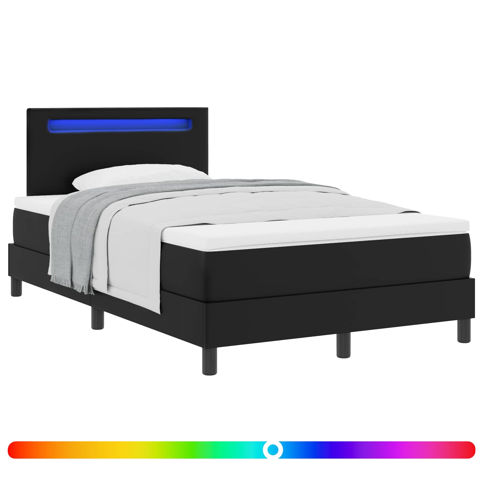 Lit à ressorts avec matelas Noir 120 x 200 cm Simili cuir - XIOS