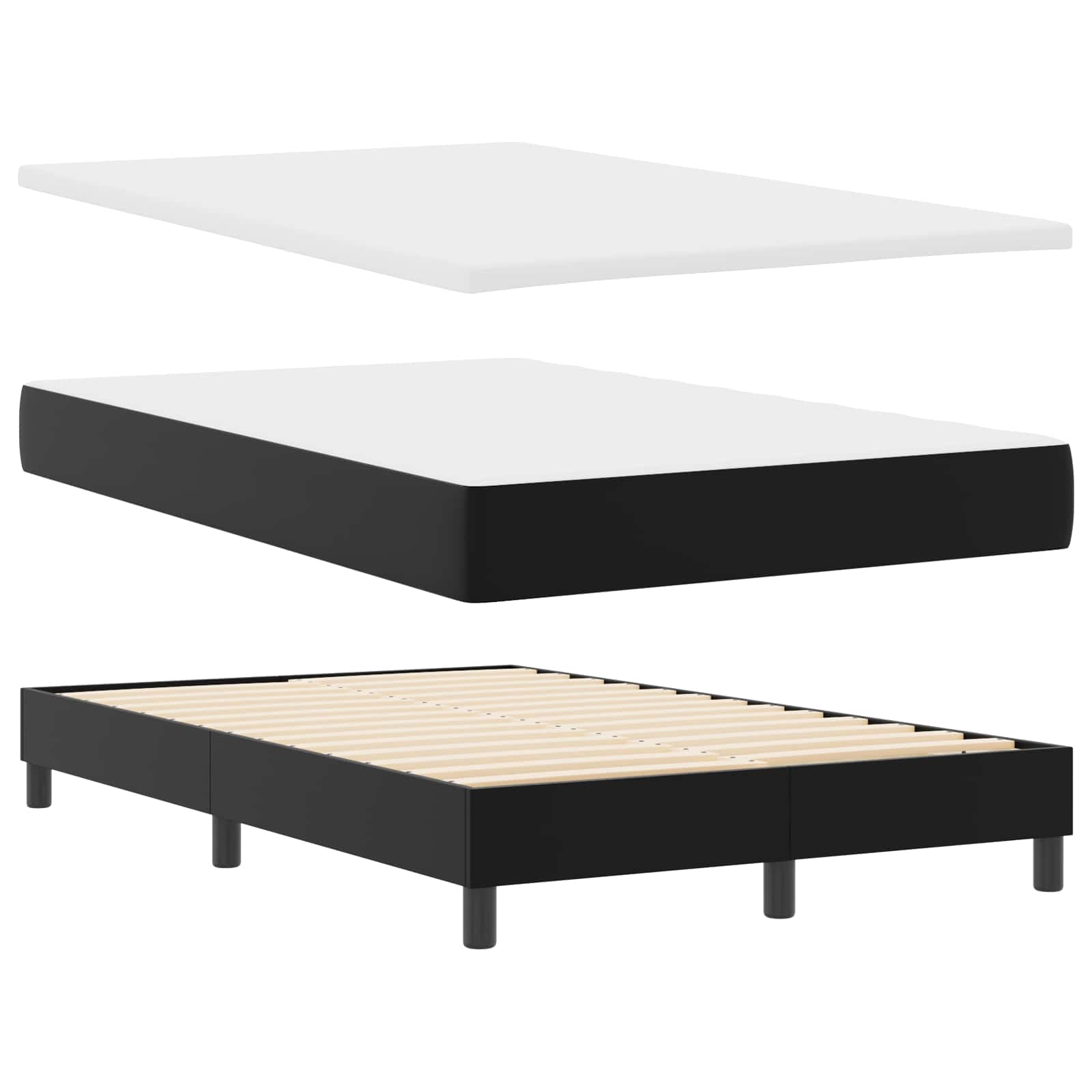 Lit à ressorts avec matelas Noir 120 x 200 cm Simili cuir - XIOS