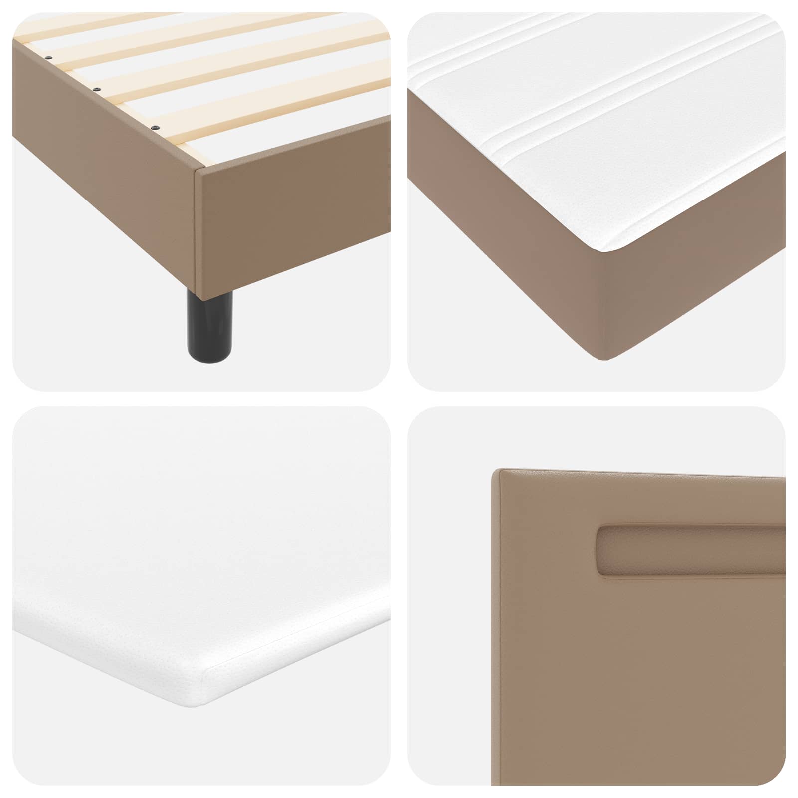 Lit à ressorts avec matelas Cappuccino 120 x 200 cm Simili cuir - XIOS