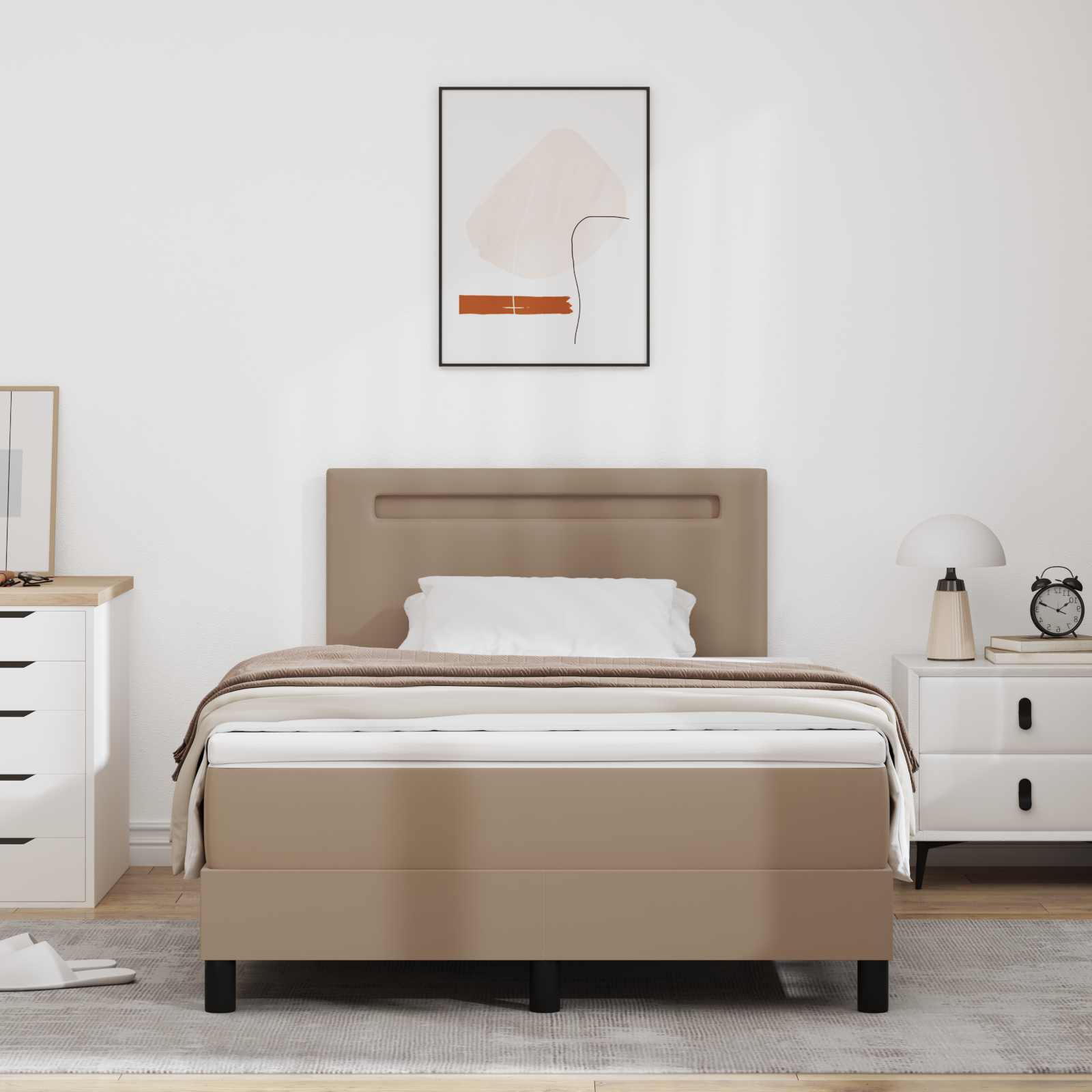 Lit à ressorts avec matelas Cappuccino 120 x 200 cm Simili cuir - XIOS