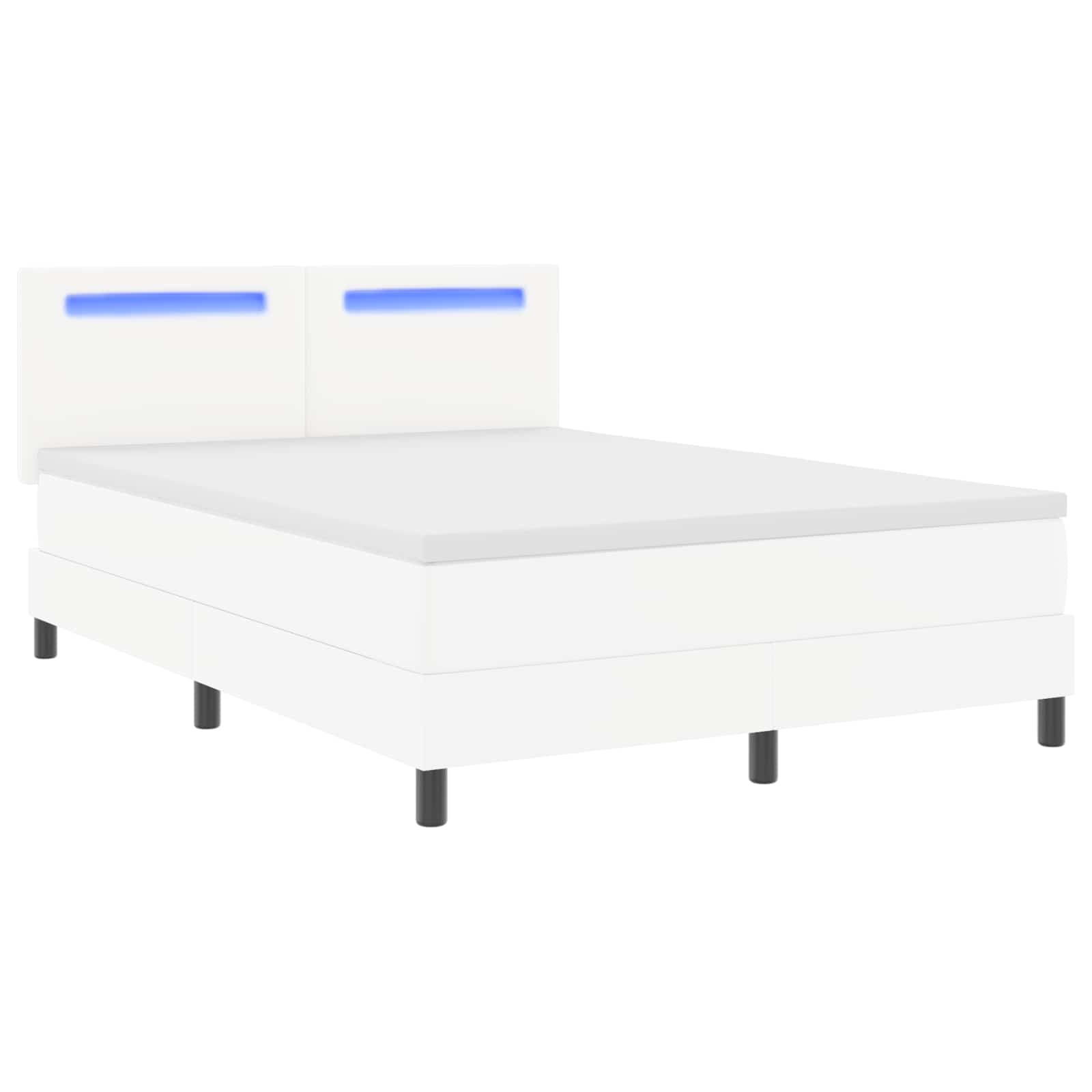 Lit à ressorts avec matelas Blanc 140 x 190 cm Simili cuir