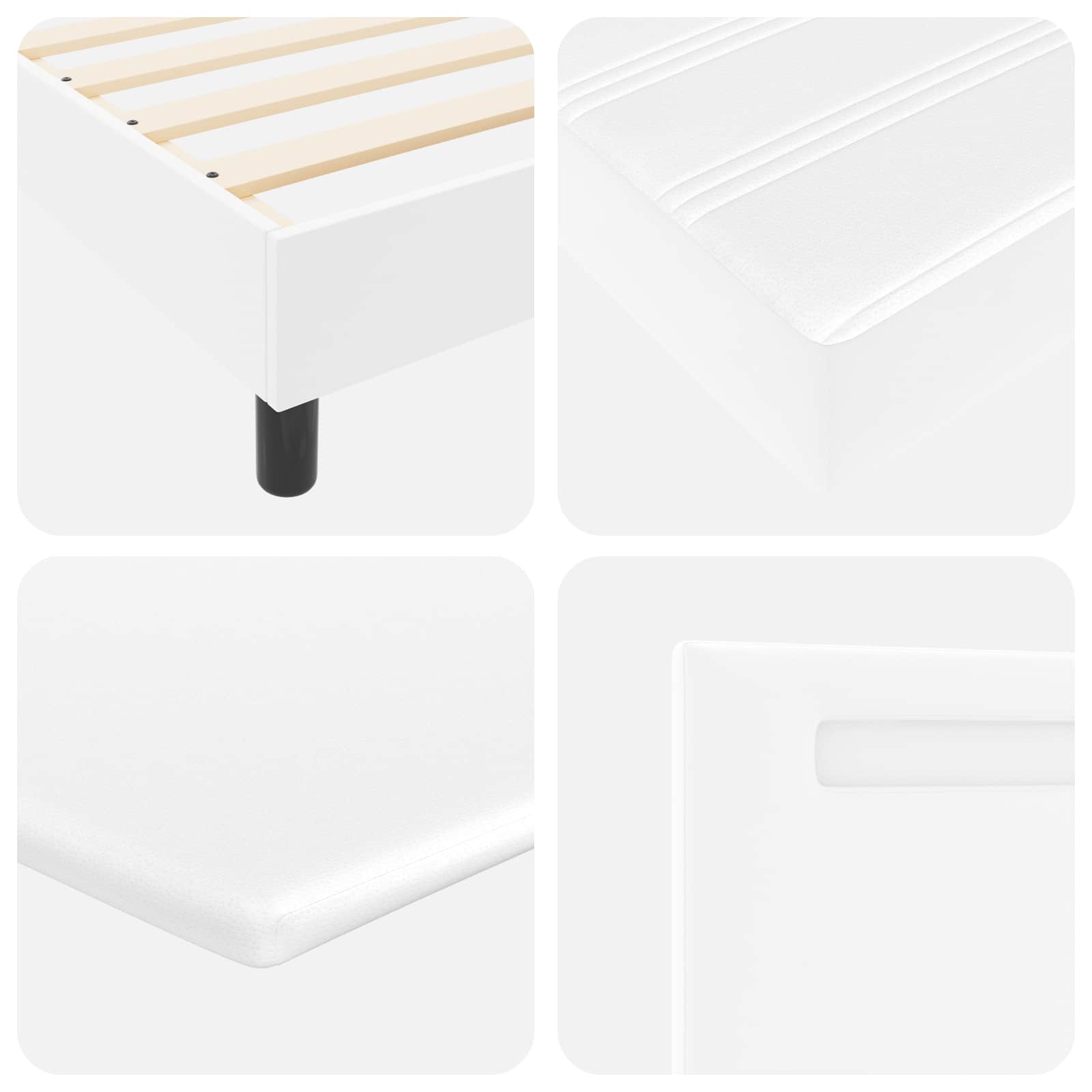 Lit à ressorts avec matelas Blanc 140 x 200 cm Simili cuir