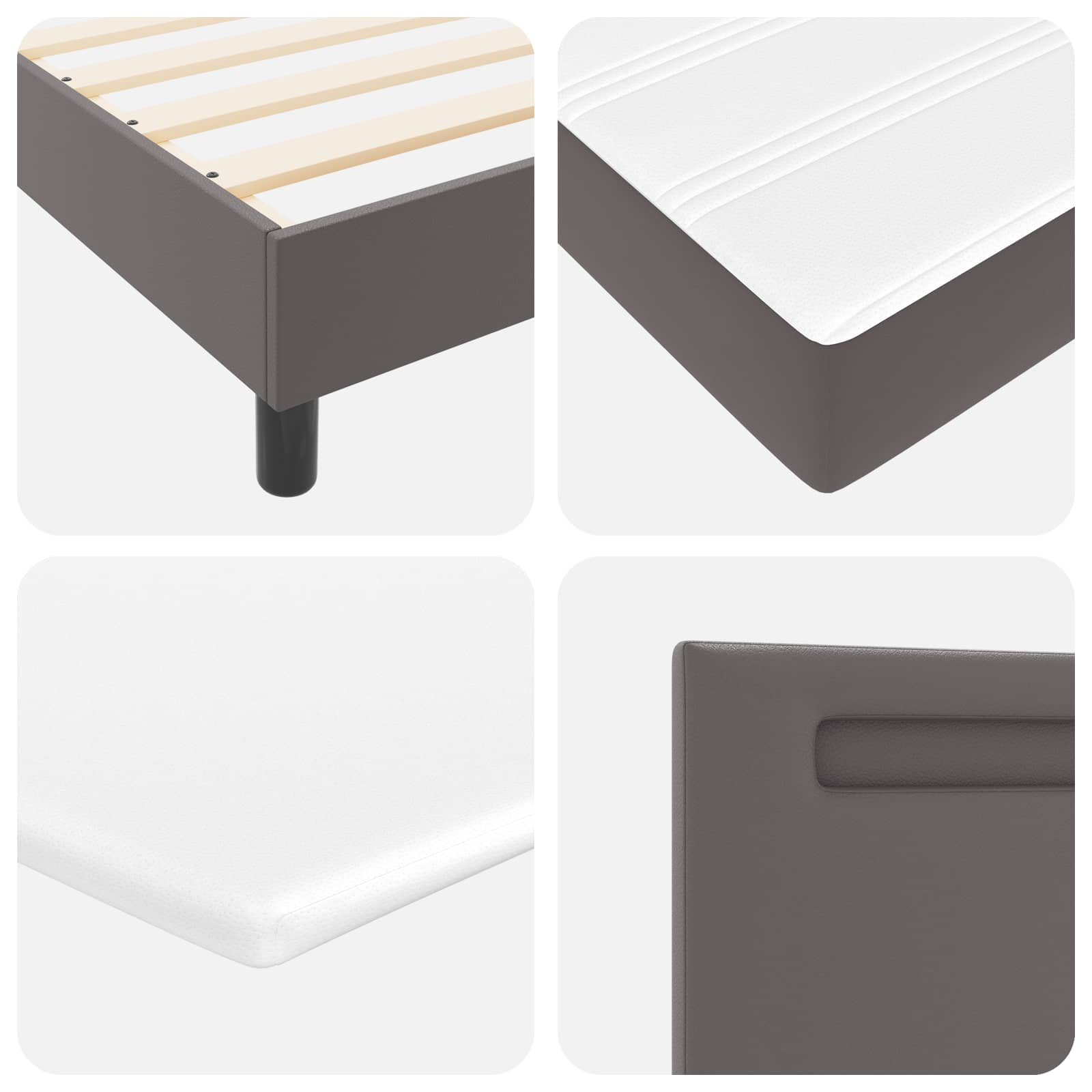 Lit à ressorts avec matelas Gris 140 x 200 cm Simili cuir
