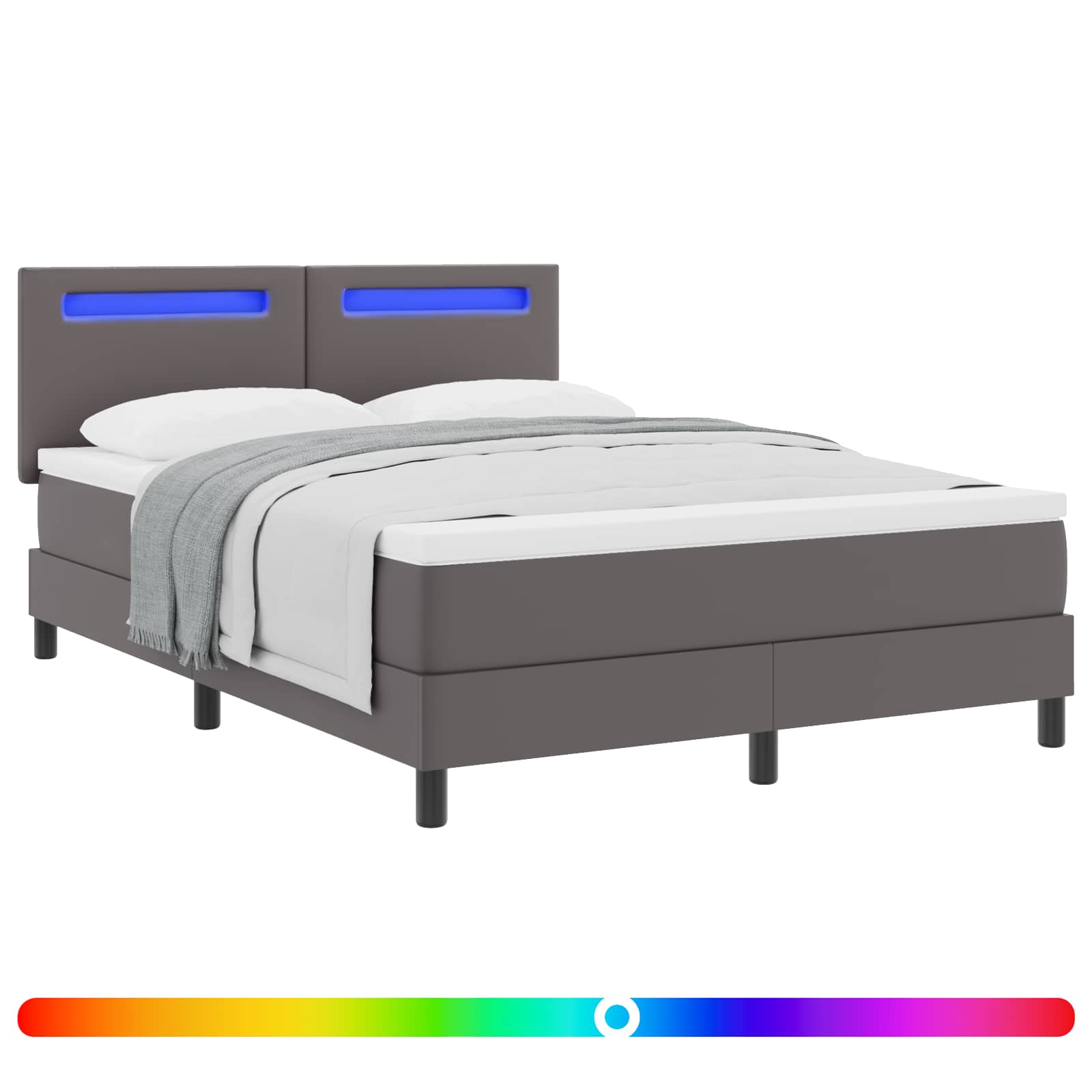 Lit à ressorts avec matelas Gris 140 x 200 cm Simili cuir