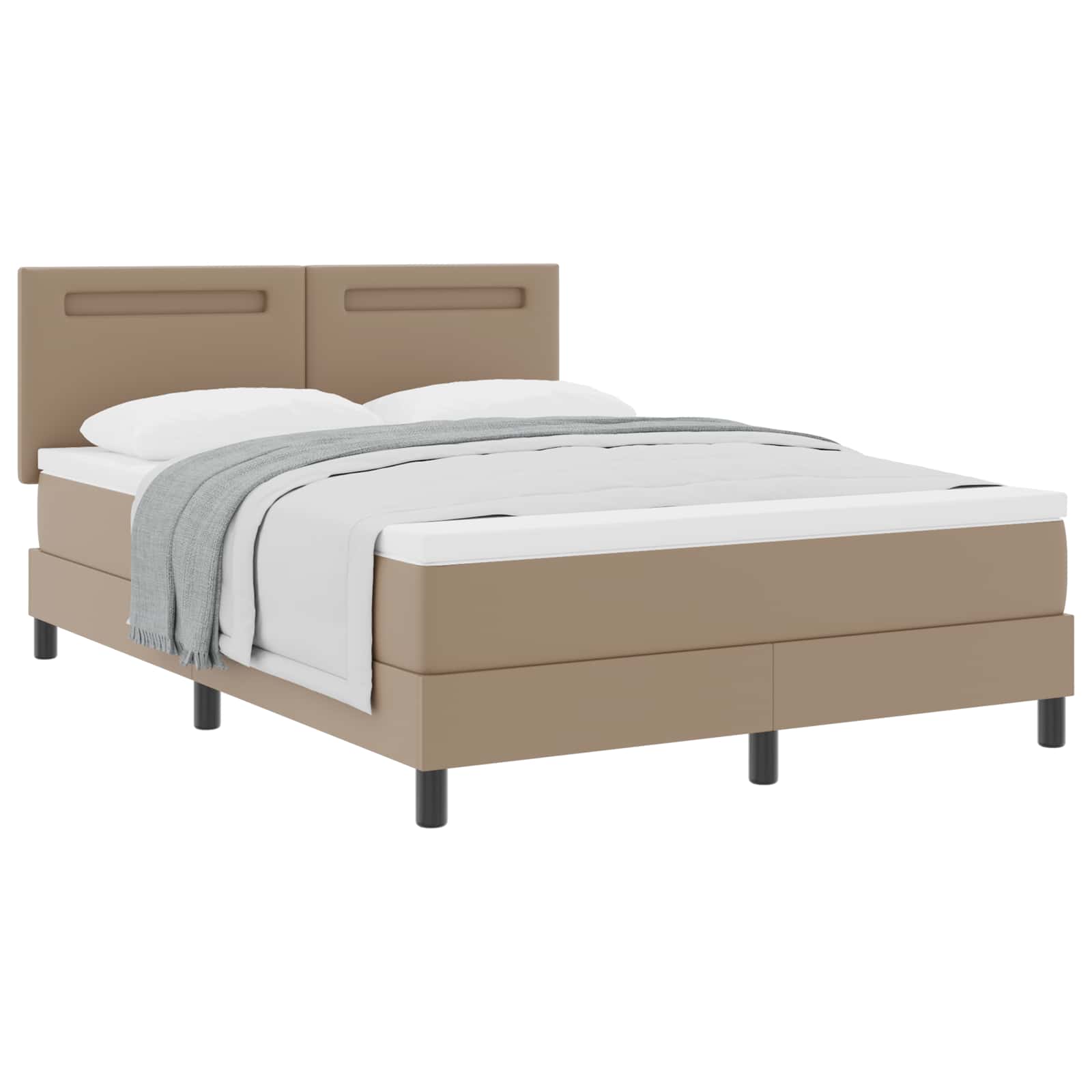 Lit à ressorts avec matelas Cappuccino 140 x 200 cm Simili cuir