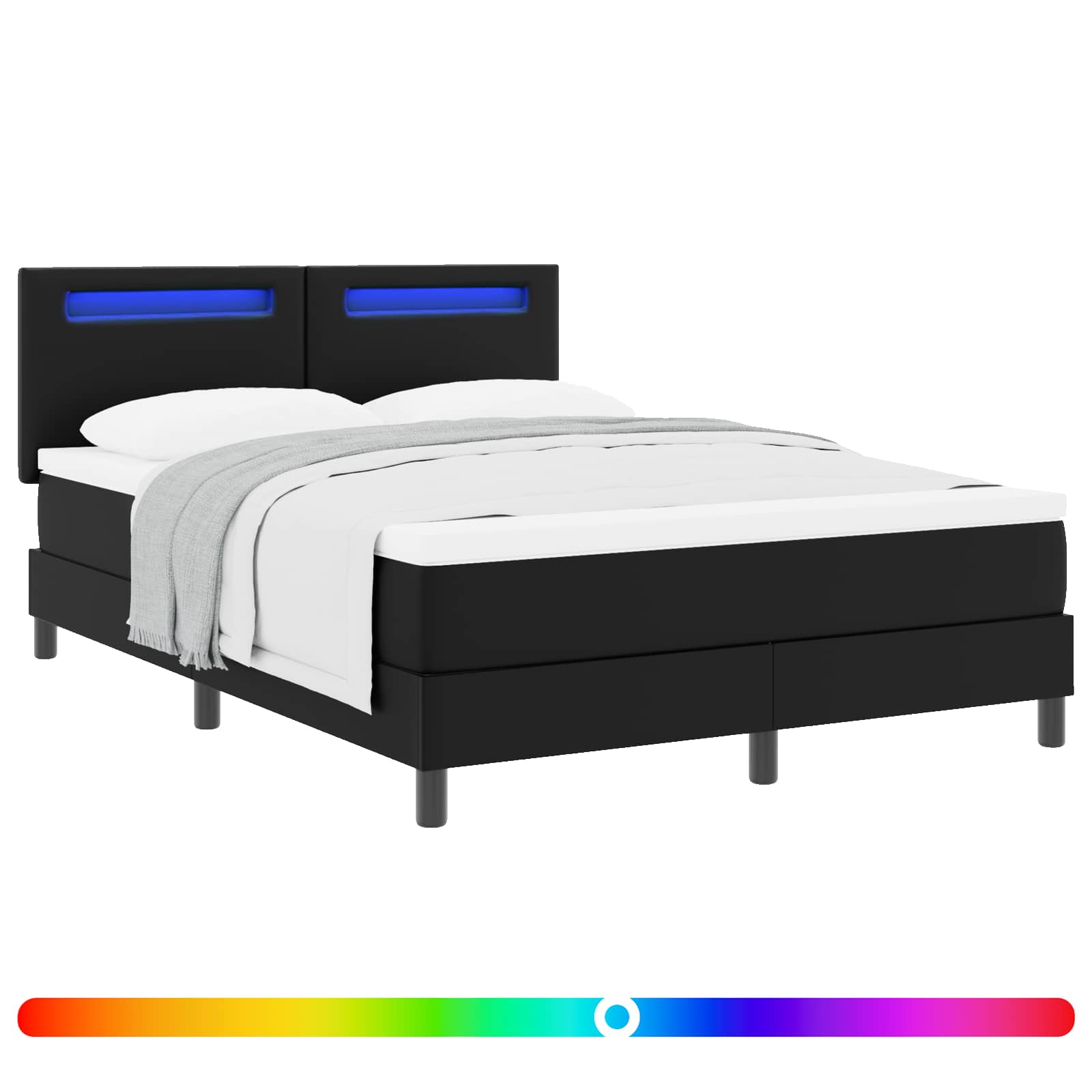 Lit à ressorts avec matelas Noir 160 x 200 cm Simili cuir