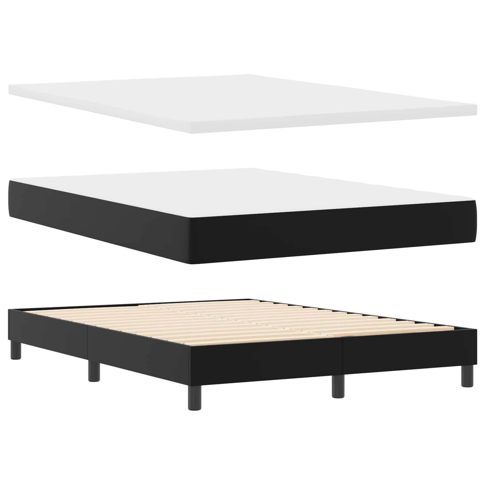 Lit à ressorts avec matelas Noir 160 x 200 cm Simili cuir