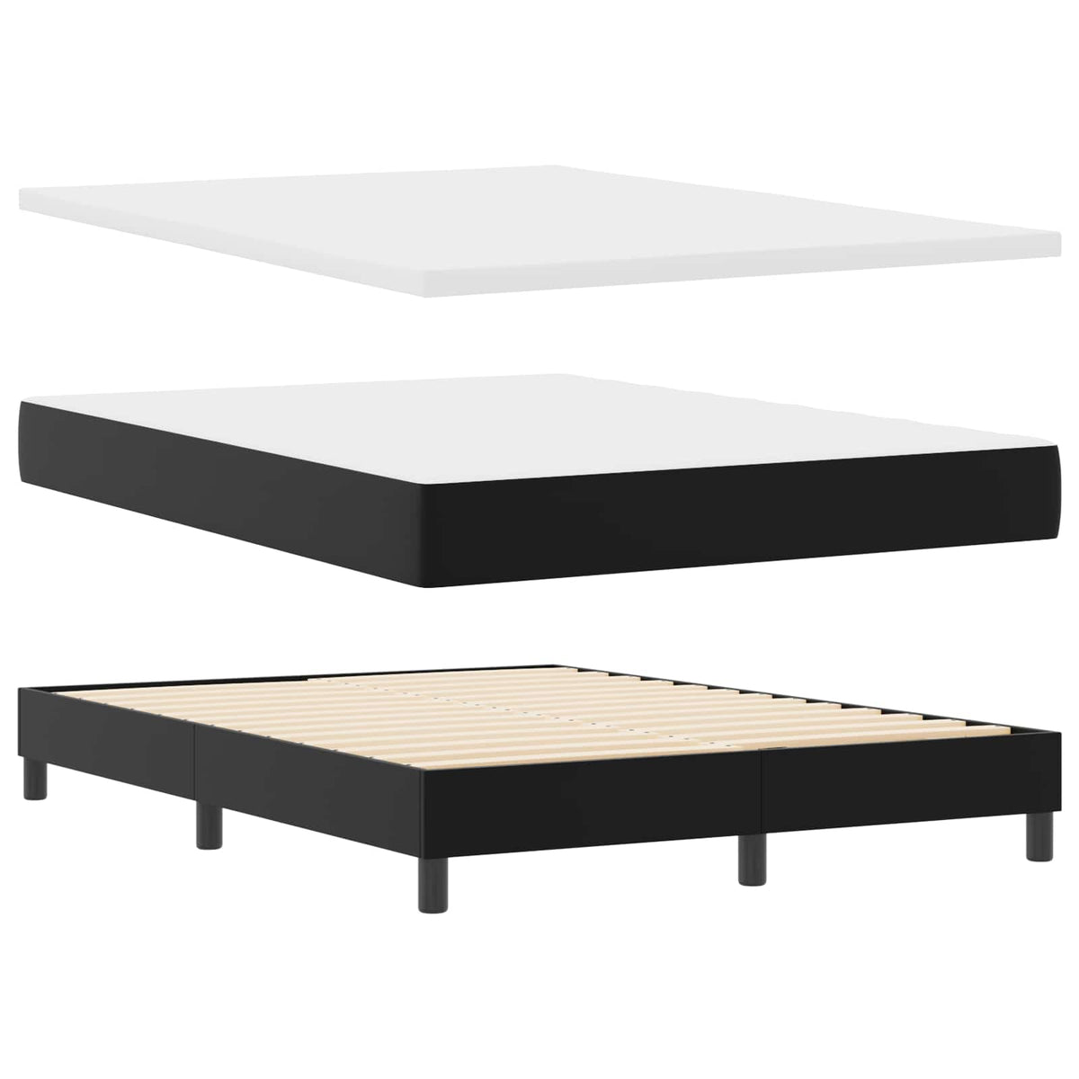 Lit à ressorts avec matelas Noir 160 x 200 cm Simili cuir