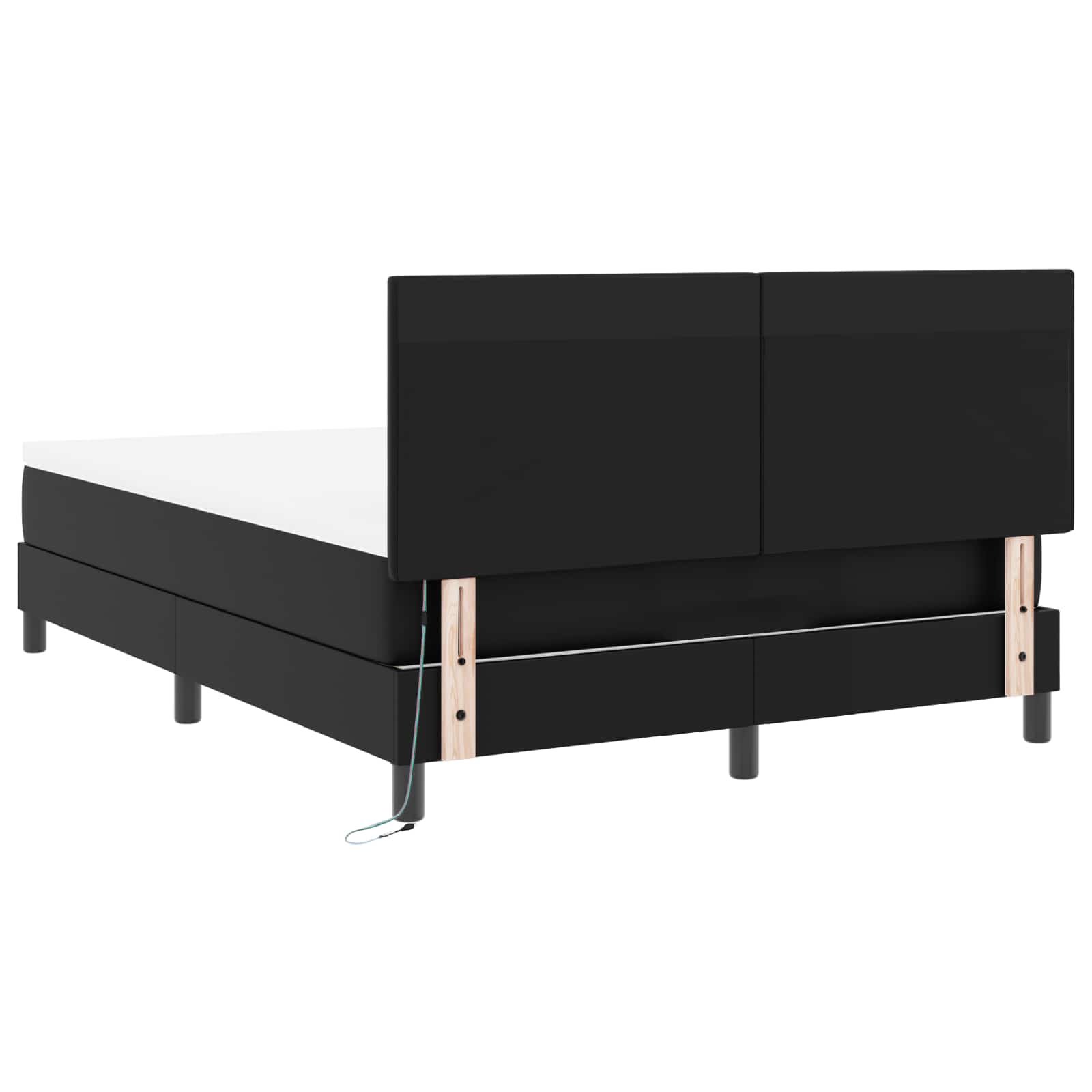 Lit à ressorts avec matelas Noir 160 x 200 cm Simili cuir
