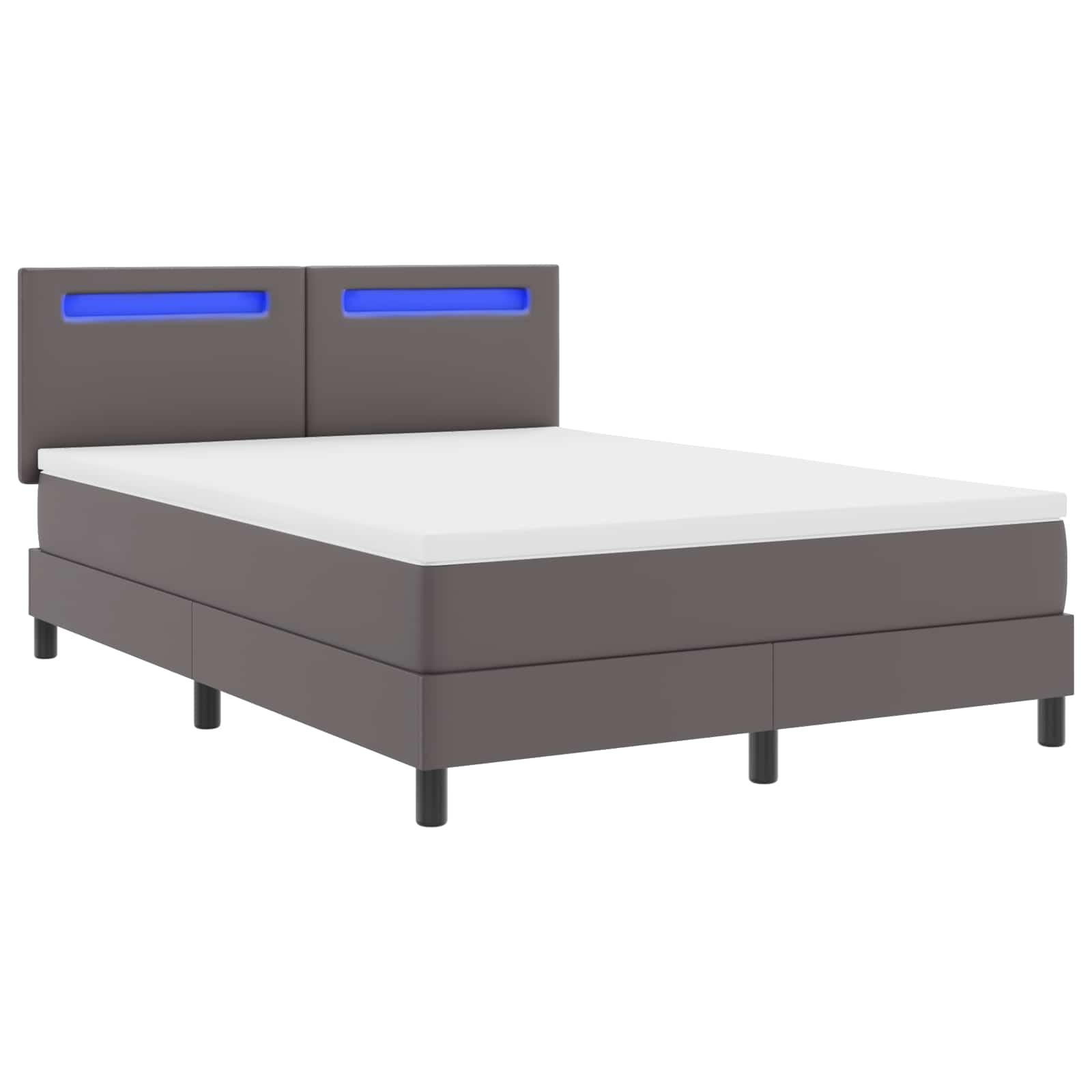 Lit à ressorts avec matelas Gris 160 x 200 cm Simili cuir