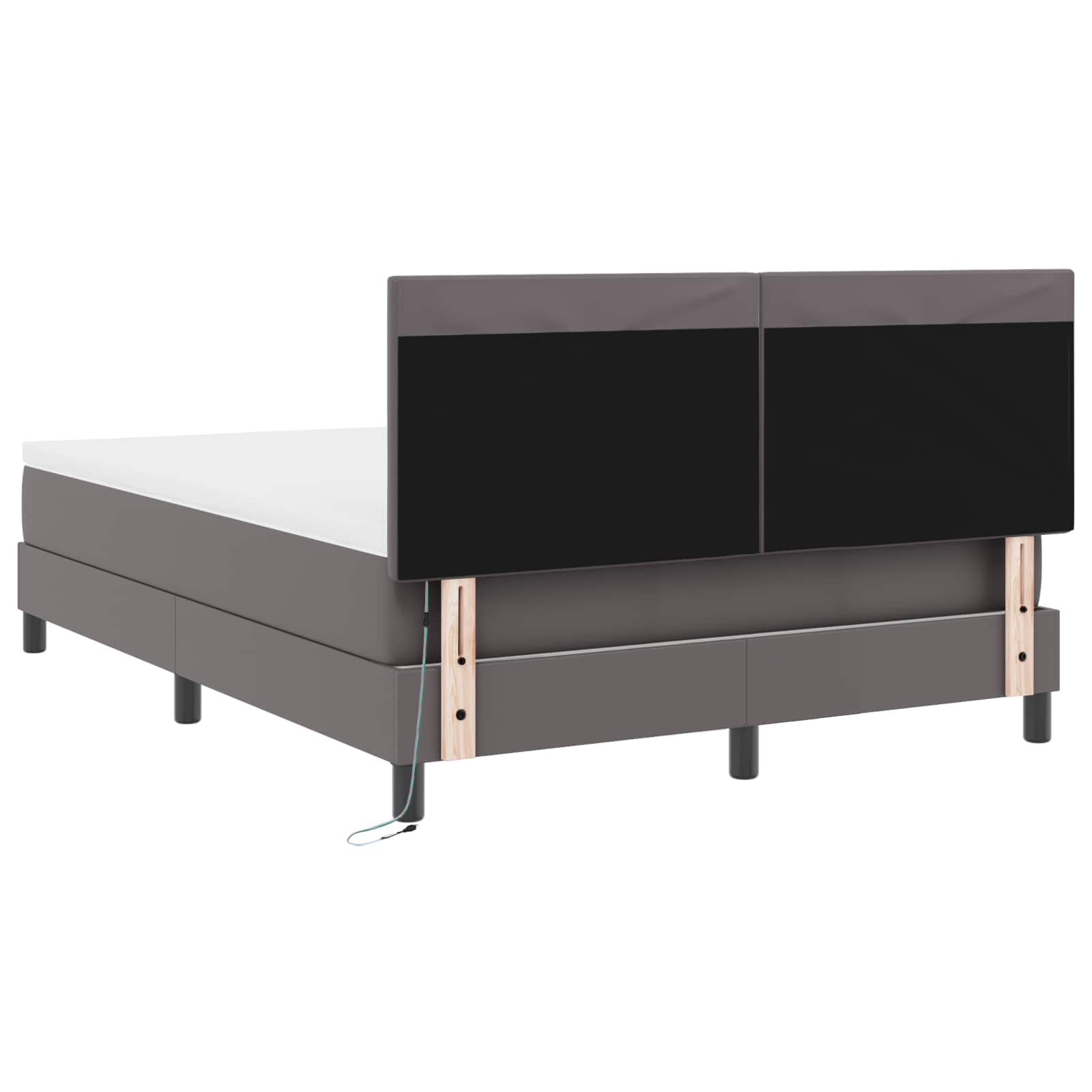 Lit à ressorts avec matelas Gris 160 x 200 cm Simili cuir