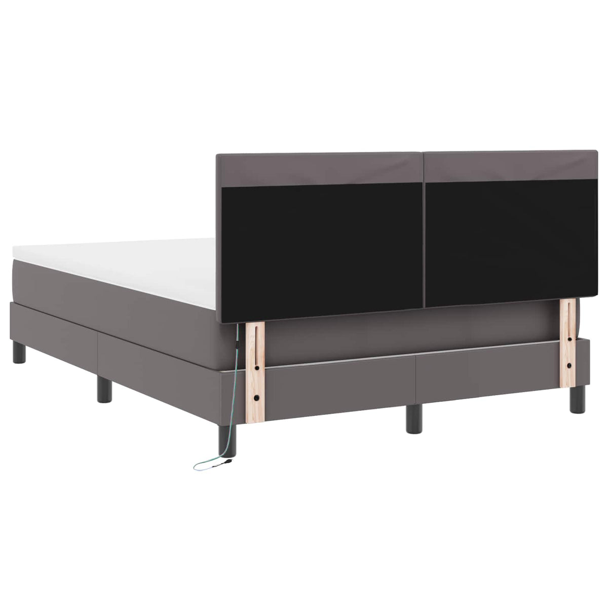 Lit à ressorts avec matelas Gris 160 x 200 cm Simili cuir