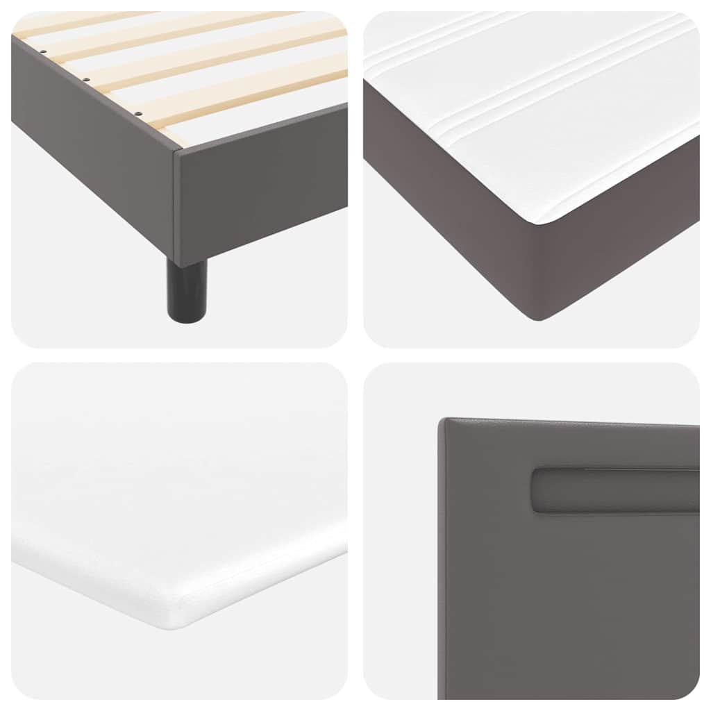 Cadre de lit avec matelas Gris 180 x 200 cm Faux cuir - XIOS