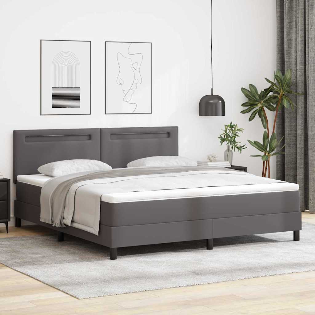 Cadre de lit avec matelas Gris 180 x 200 cm Faux cuir - XIOS