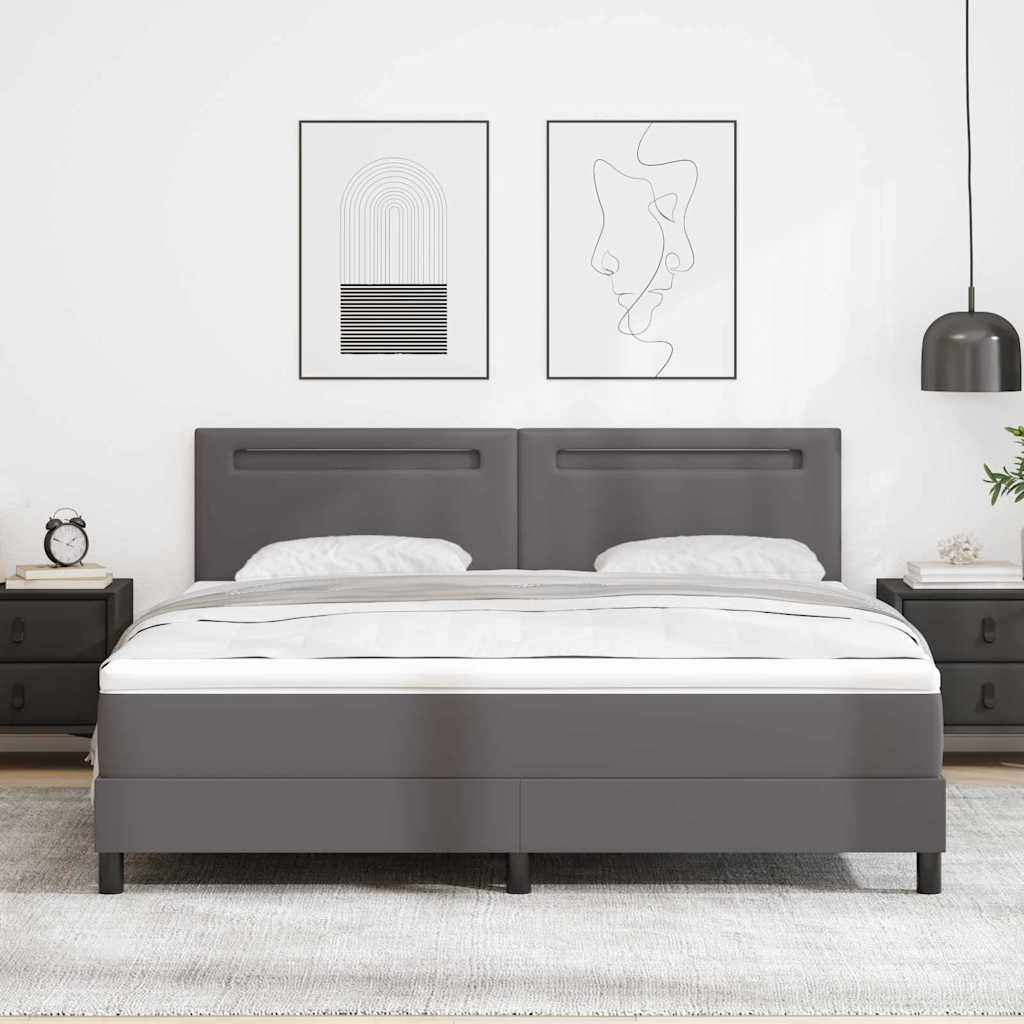 Cadre de lit avec matelas Gris 180 x 200 cm Faux cuir - XIOS