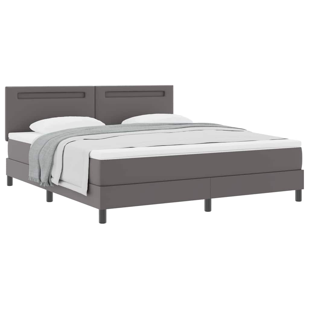 Cadre de lit avec matelas Gris 180 x 200 cm Faux cuir - XIOS