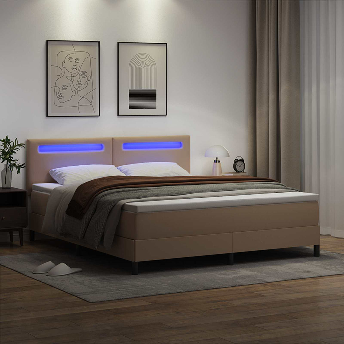 Lit à ressorts avec matelas Cappuccino 180 x 200 cm Simili cuir