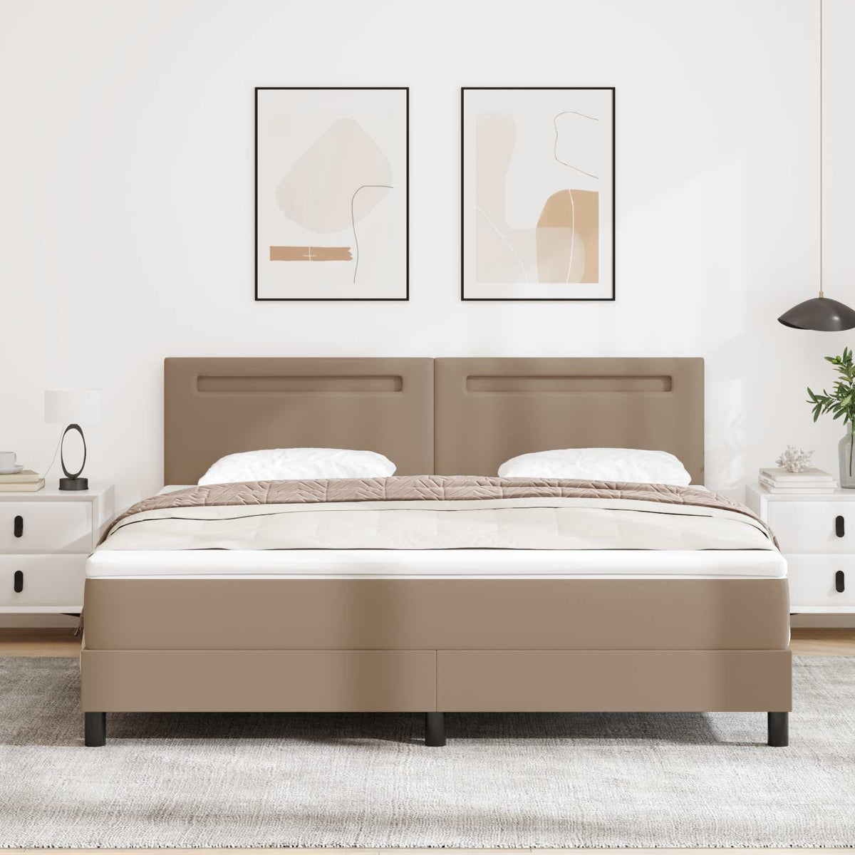 Lit à ressorts avec matelas Cappuccino 180 x 200 cm Simili cuir