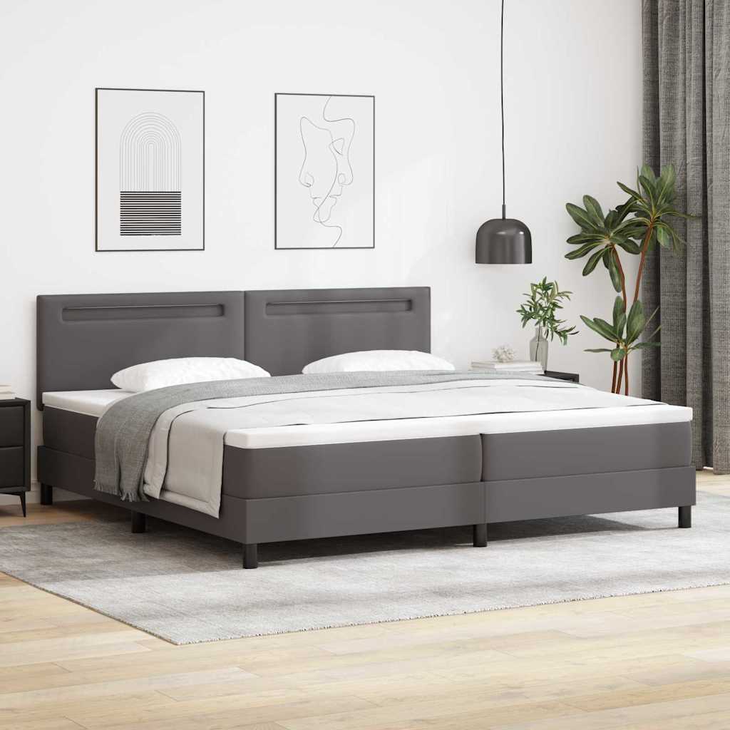 Cadre de lit avec matelas Gris 200 x 200 cm Faux cuir - XIOS