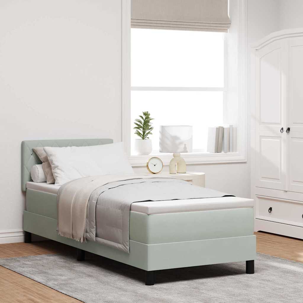 Lit à ressorts avec matelas Gris clair 80 x 200 cm Velours - XIOS