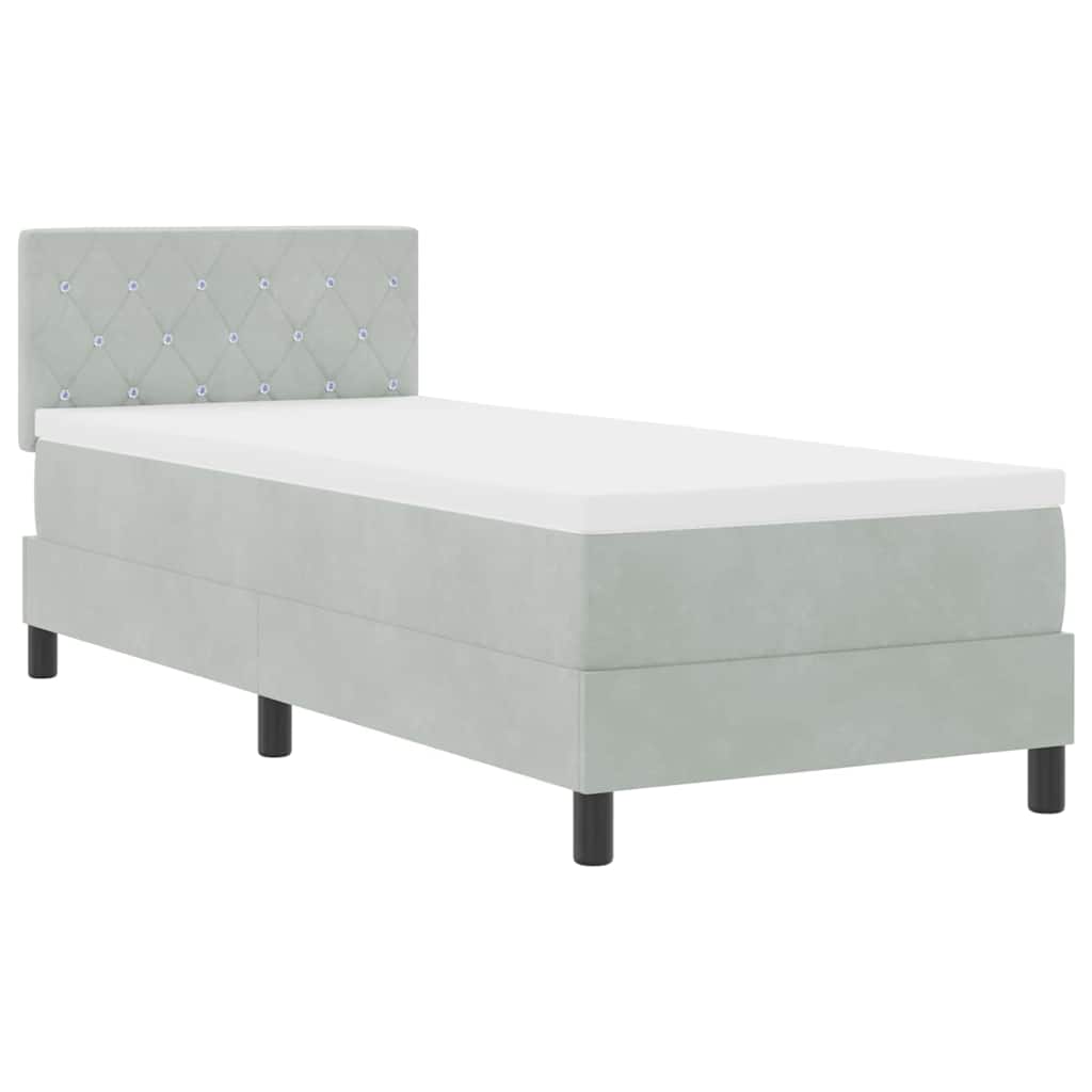 Lit à ressorts avec matelas Gris clair 80 x 200 cm Velours - XIOS