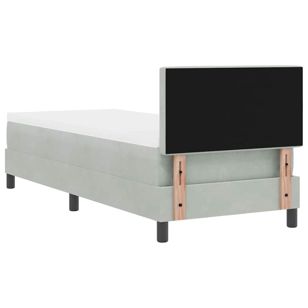 Lit à ressorts avec matelas Gris clair 80 x 200 cm Velours - XIOS