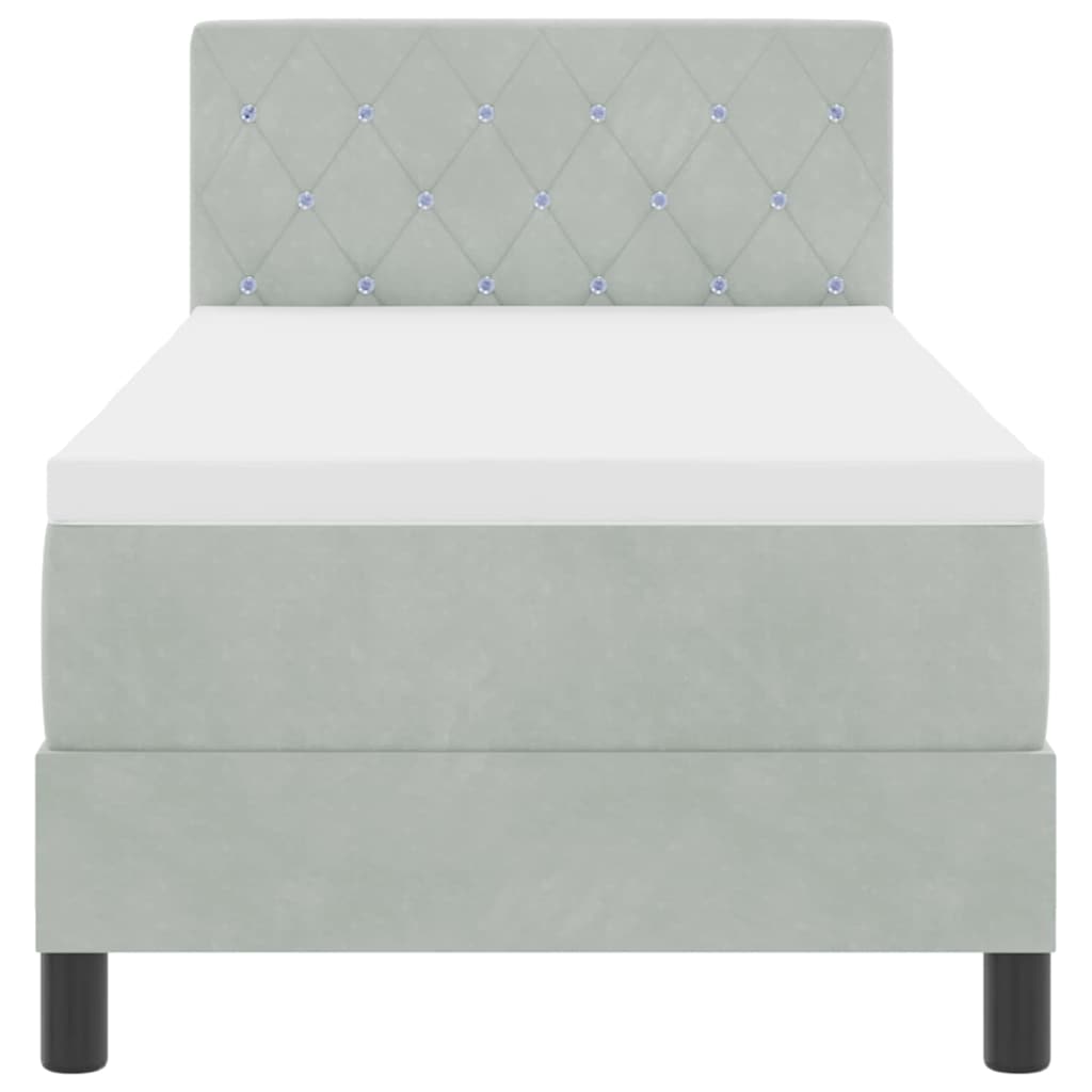 Lit à ressorts avec matelas Gris clair 80 x 200 cm Velours - XIOS