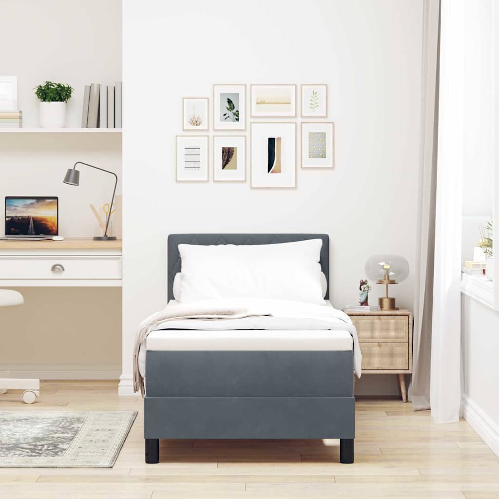 Lit à ressorts avec matelas Gris foncé 80 x 200 cm Velours - XIOS