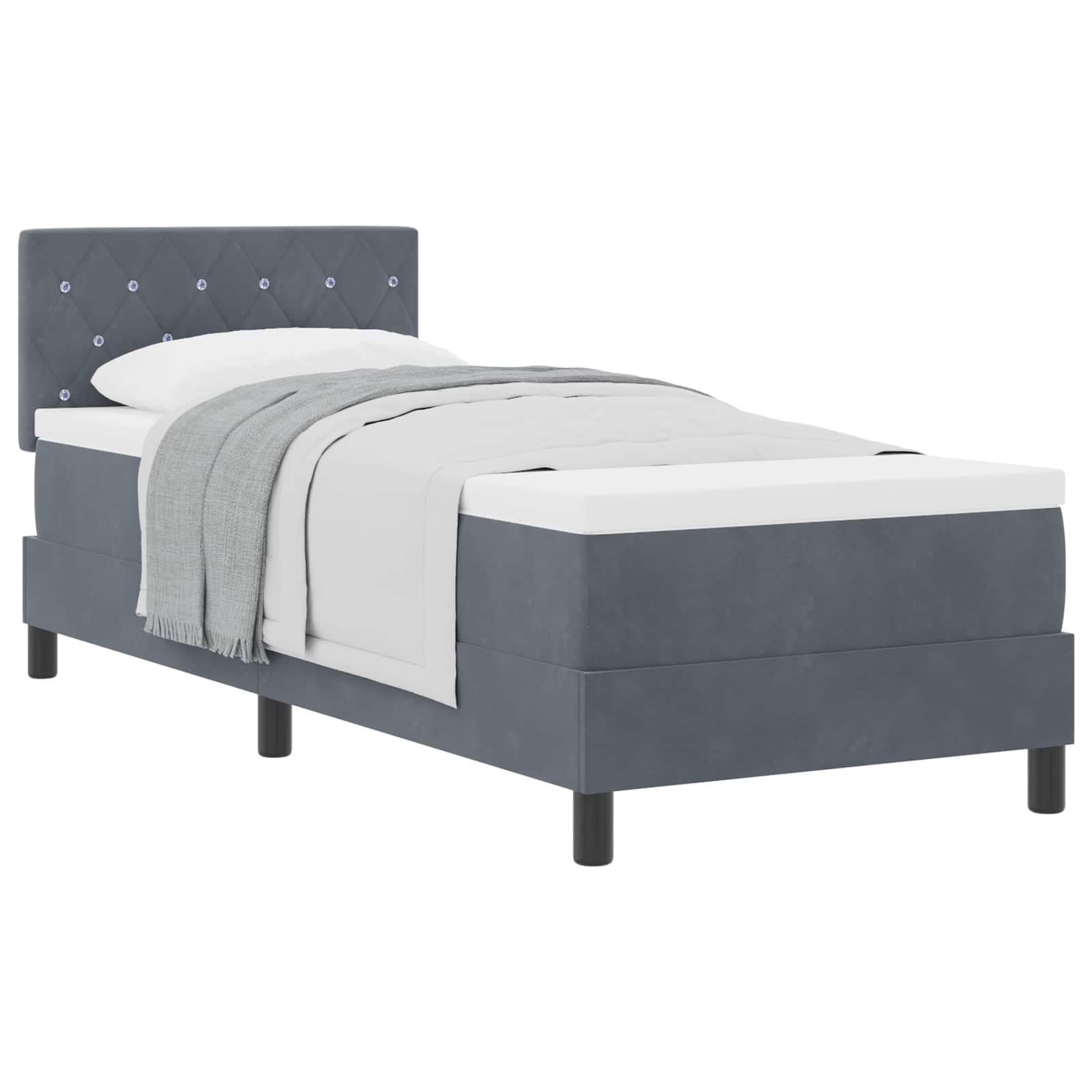 Lit à ressorts avec matelas Gris foncé 80 x 200 cm Velours - XIOS