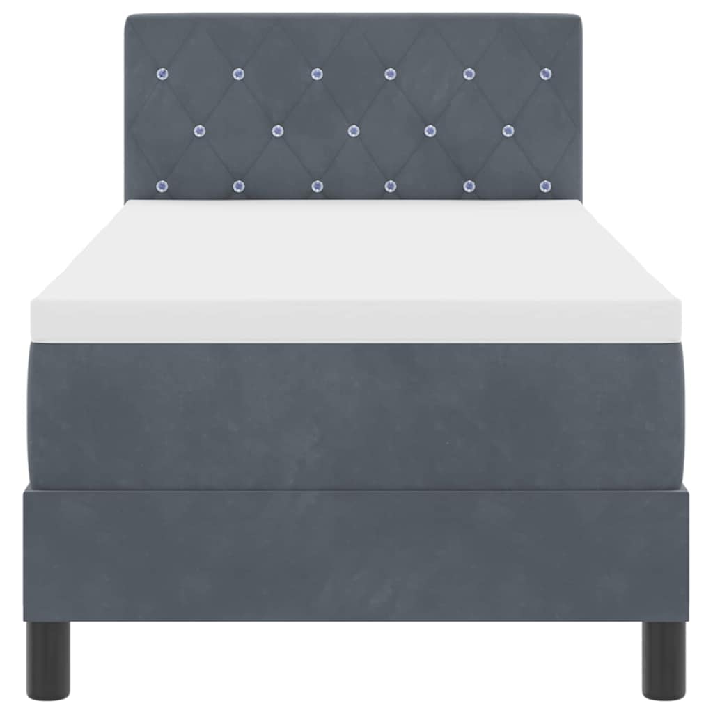 Lit à ressorts avec matelas Gris foncé 80 x 200 cm Velours - XIOS