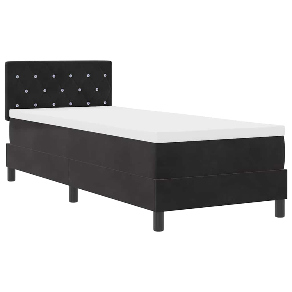 Lit à ressorts avec matelas Noir 80 x 200 cm Velours - XIOS