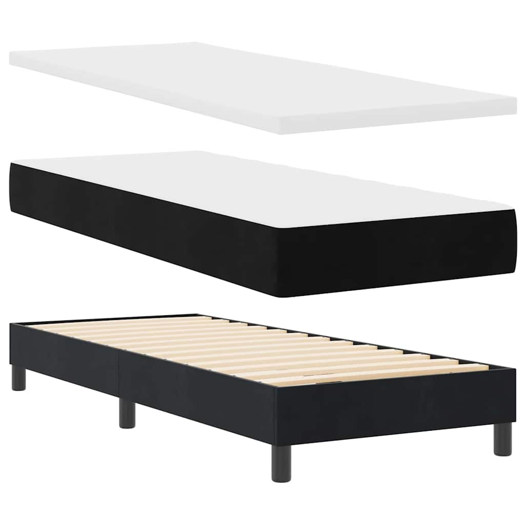 Lit à ressorts avec matelas Noir 80 x 200 cm Velours - XIOS
