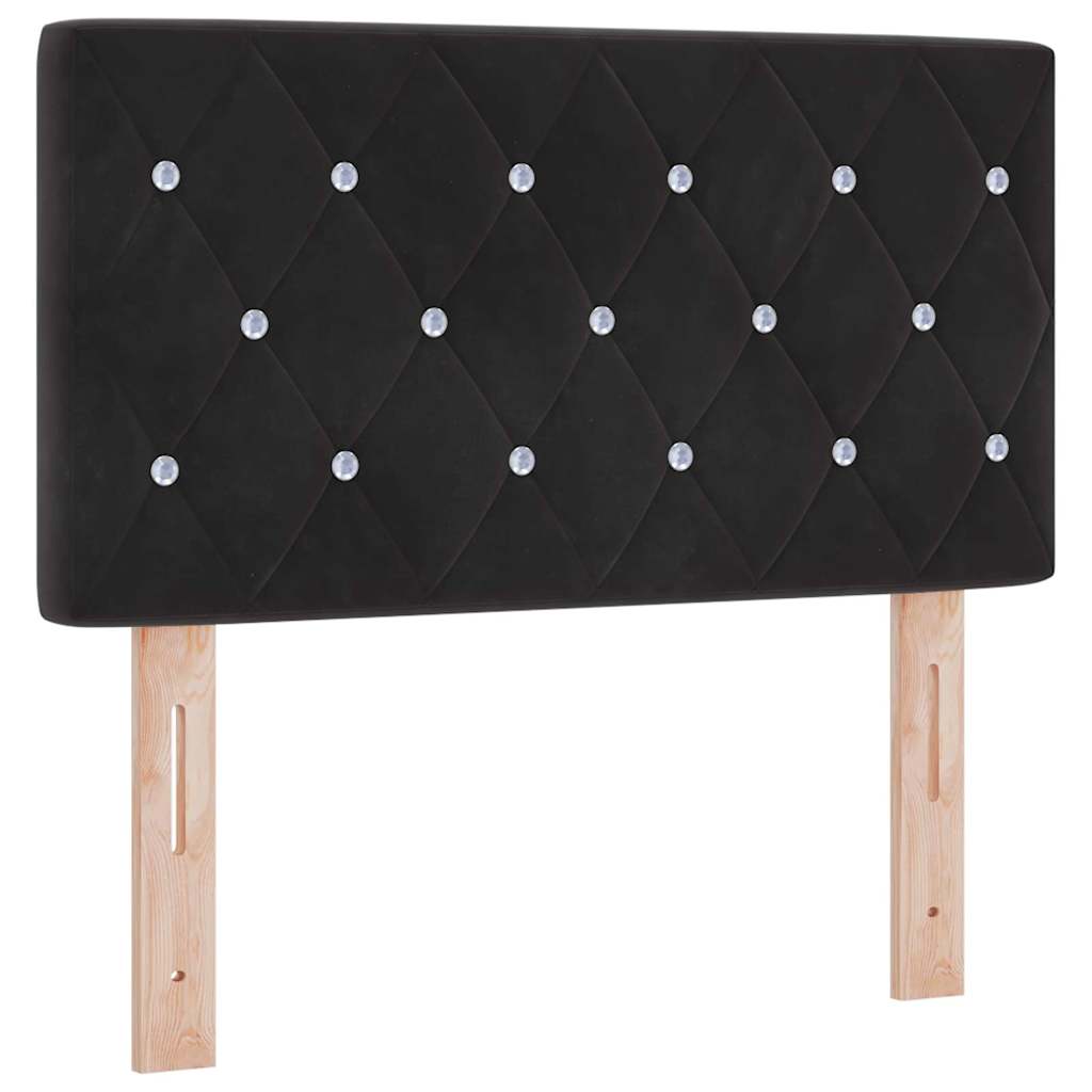 Lit à ressorts avec matelas Noir 80 x 200 cm Velours - XIOS